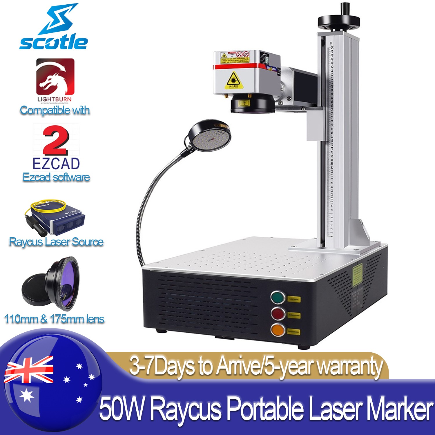 50W Raycus QS Portable Fiber Laser Marking Machine Desktop Engraver Metal Marker