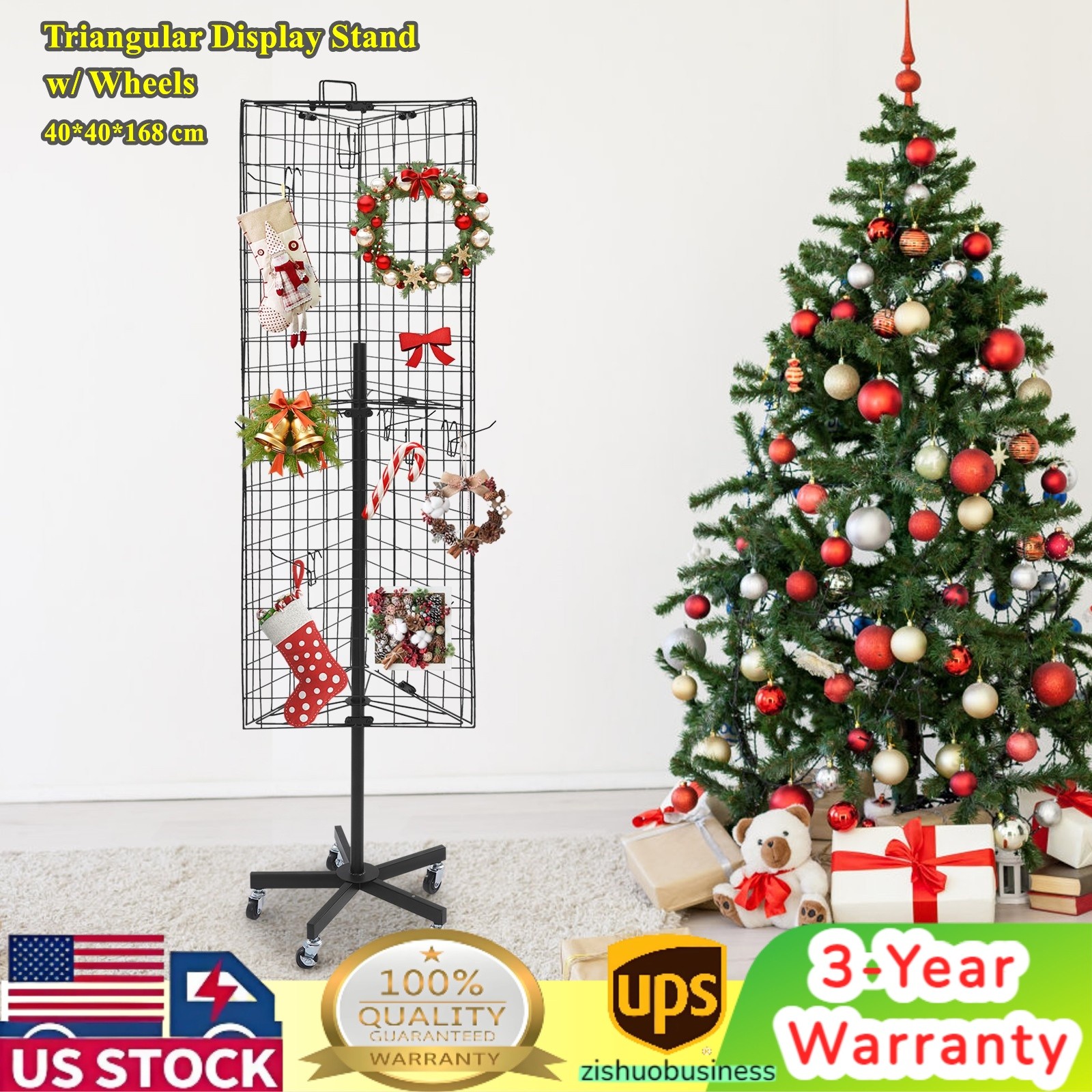 Triangular Grid Panel Display Stand Mobile Grids Wall Showing Shelf Freestanding