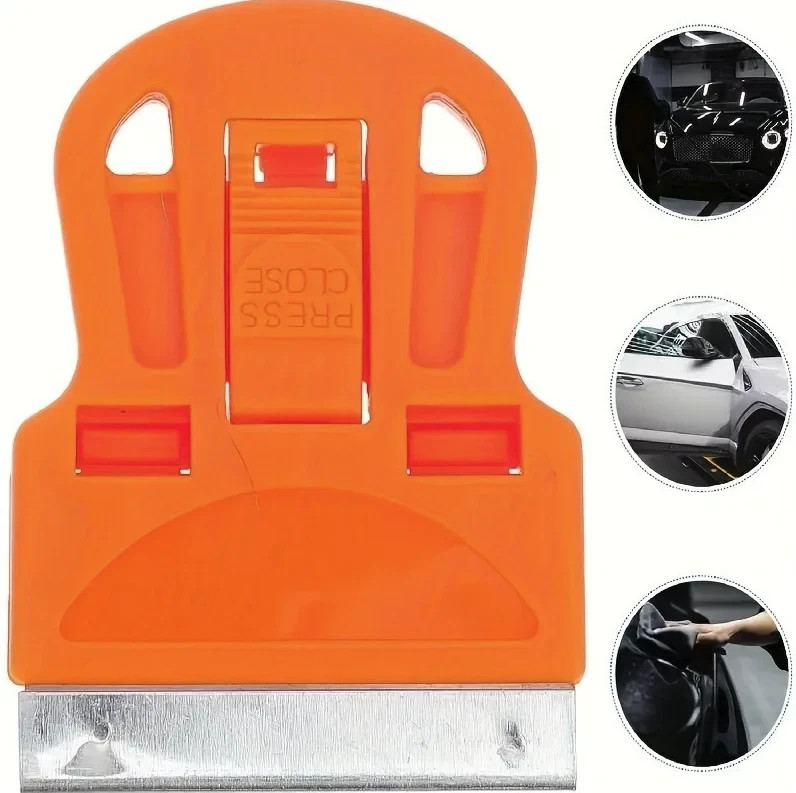 1pc Mini Scraper Sticker Glue Paint Remover Glass Cleaning Tool - NEW (Orange)