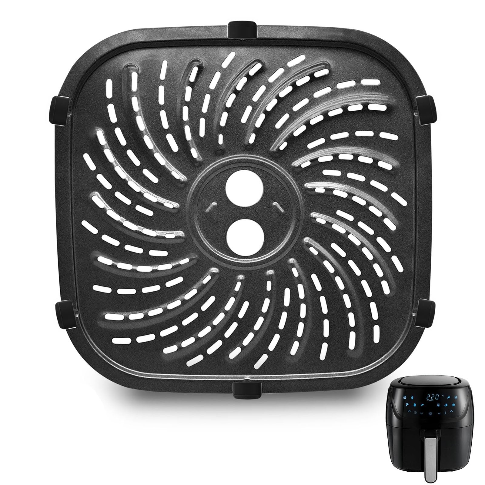 GWY Air Fryer Accessories for PowerXL 10''x10'' Pan For 8QT, Black
