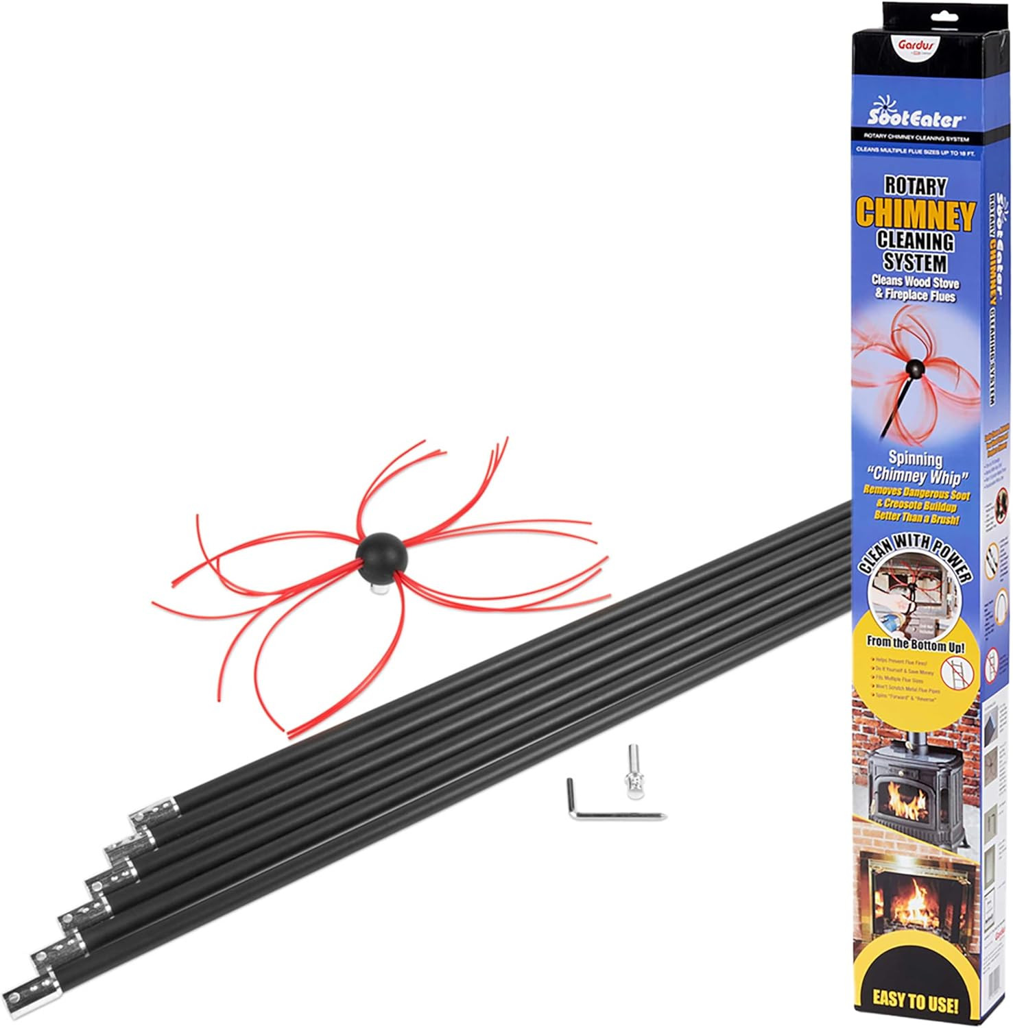 Sooteater Rotary Chimney Cleaning Kit - Effortless 18' Chimney Cleaning