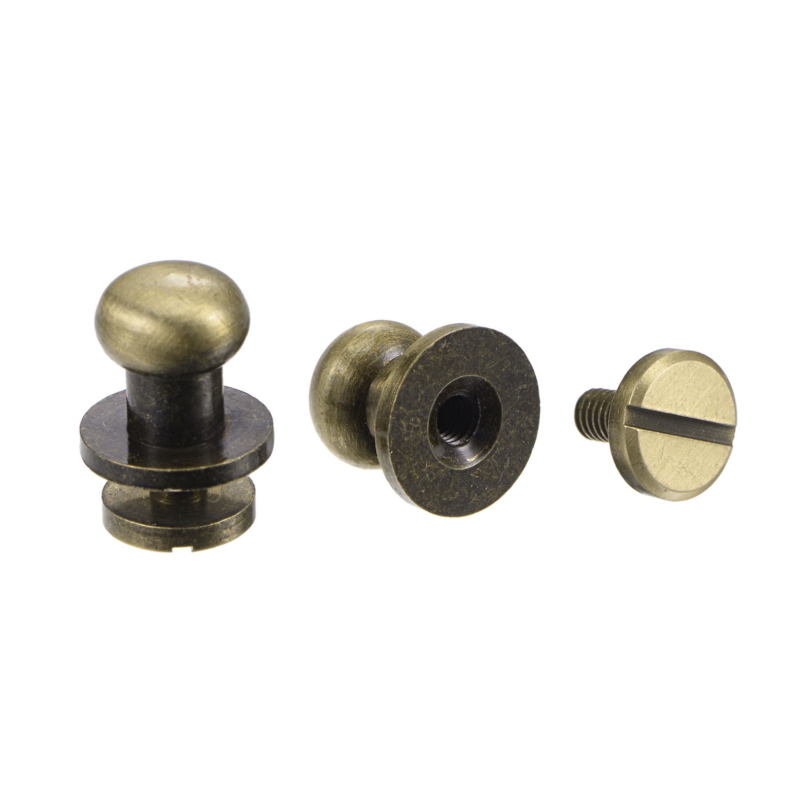 10 sets 8mm brass round head lock screw rivets pin fixing, bronze tone
