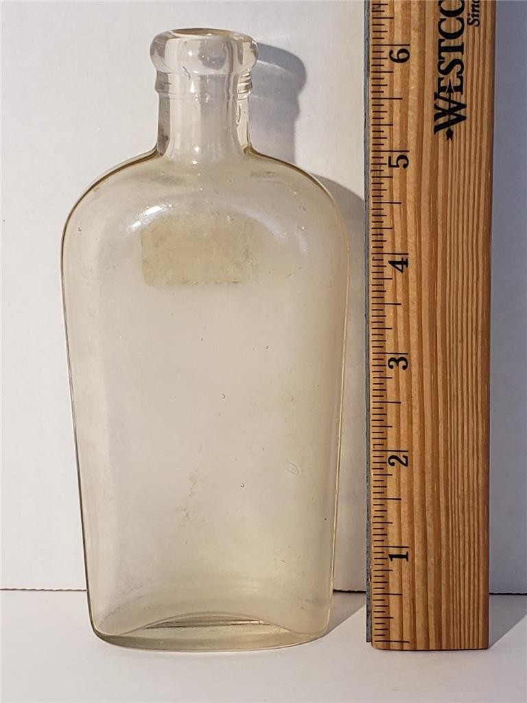 Antique Clear Bottle Glass Cloudy Seams 192 Pink 6" Liquor Medicine Collectible