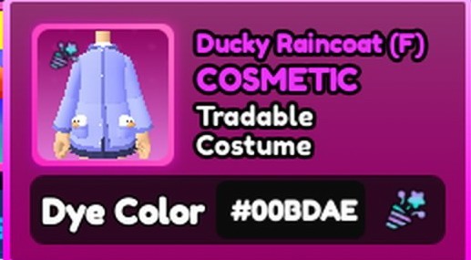 (ALL IN 1)Tradable Cosmetic Item Lot Game Asset - Ducky, Inf Wings, Dye #00BDAE
