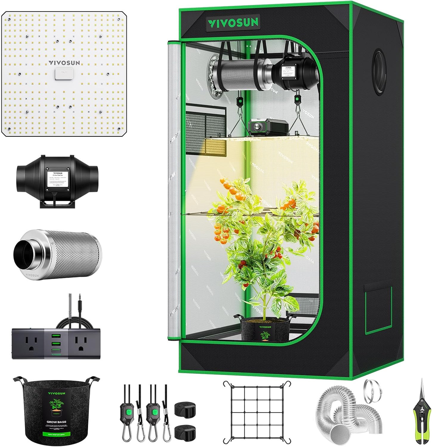 Grow Tent Kit, 2 × 2Ft 1-Plant System, Wifi-Controlled Grow System with Full Spe