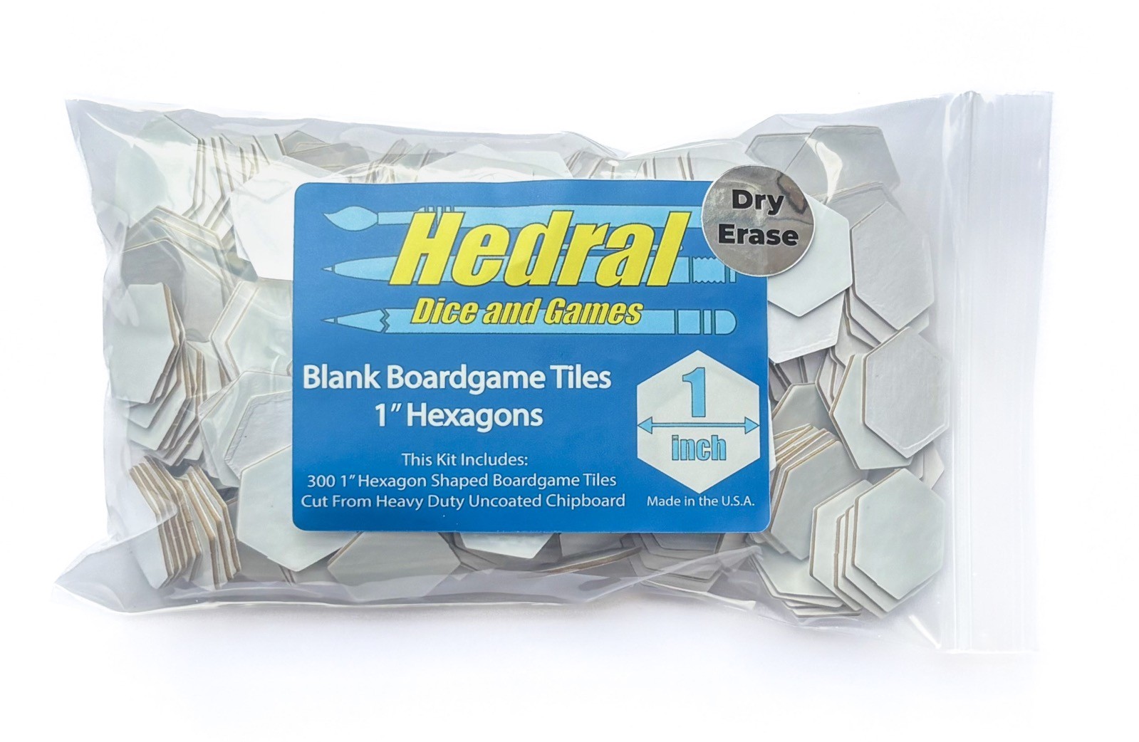 300 Blank 1" Dry Erase Hexagon Board Game Tiles Counters Tokens Marker D&D 1.5mm