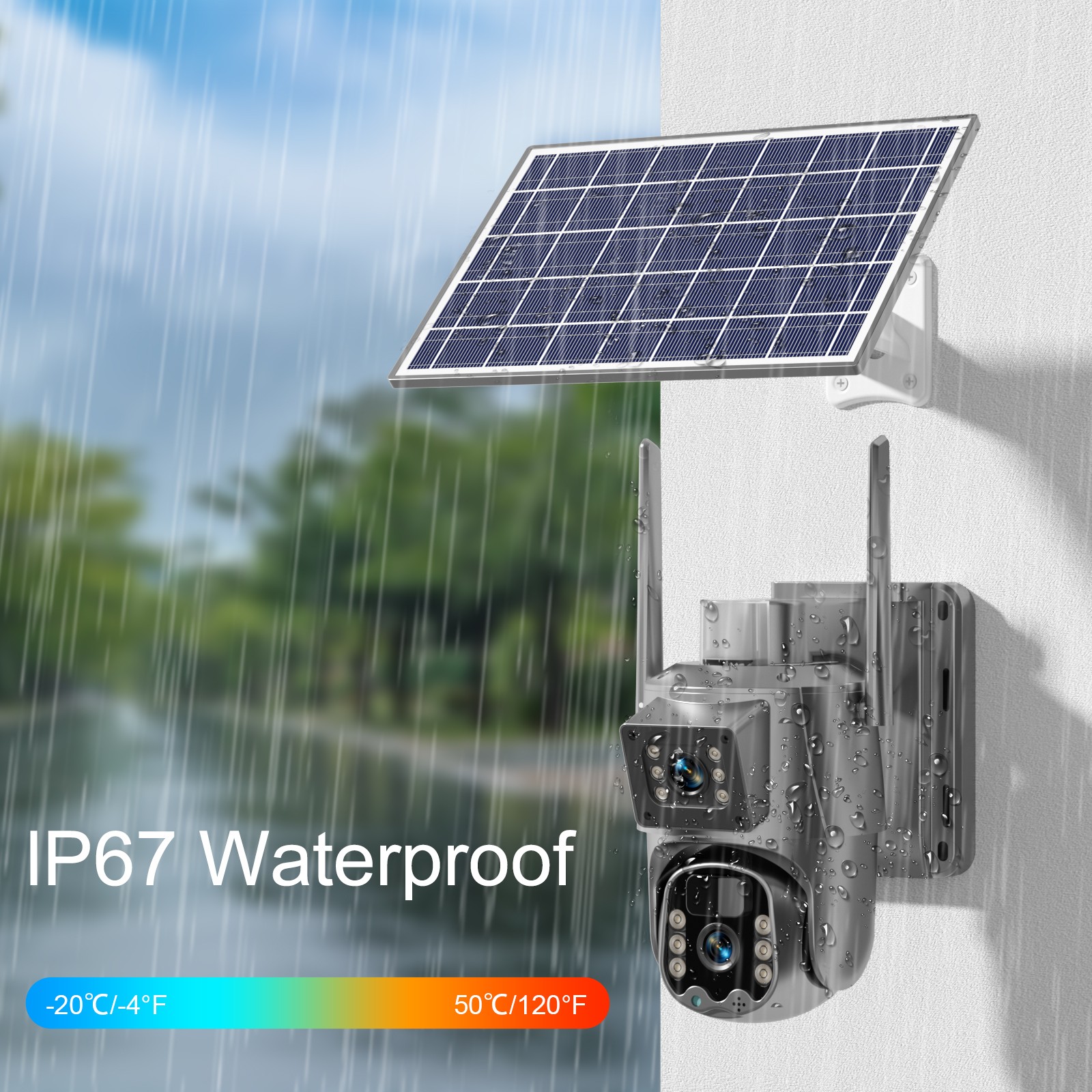 2pcs WIFI Solar Panel Battery 4+4MP Wireless PTZ Security Camera PIR Full Color