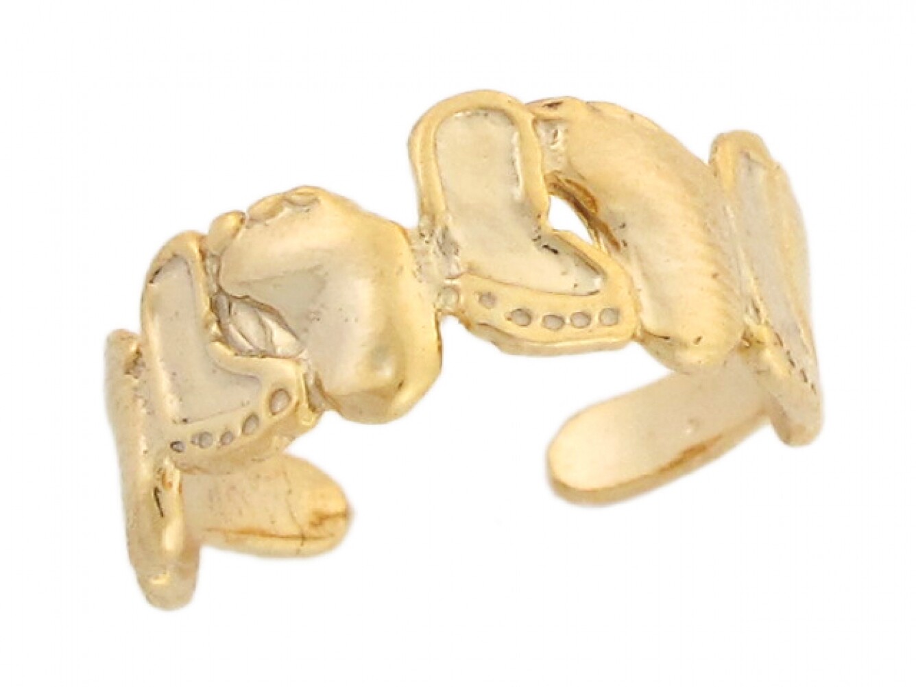 10k or 14k Yellow Real Gold Multiple Footprint Design Womens Toe Ring