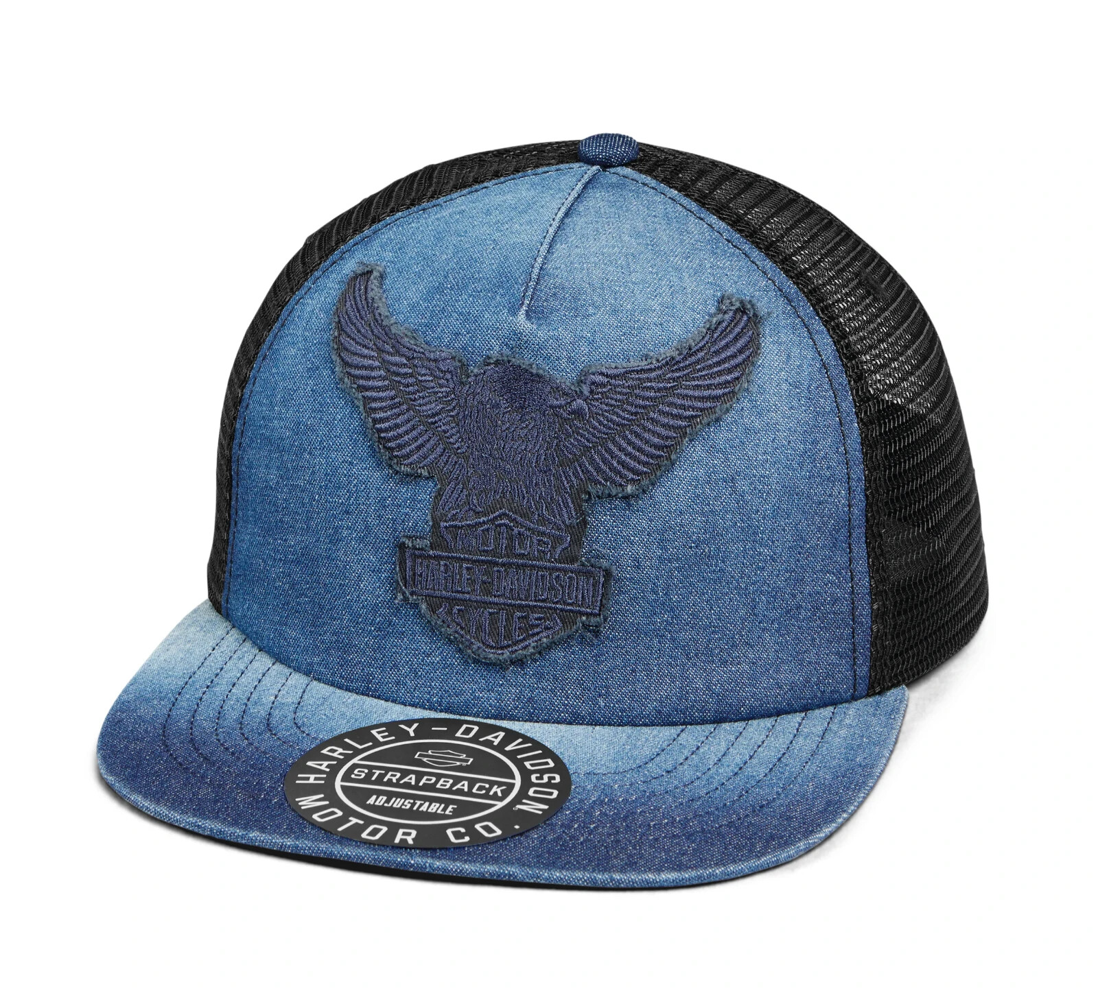 Harley Davidson Road Captain Trucker Snapback Hat Blue