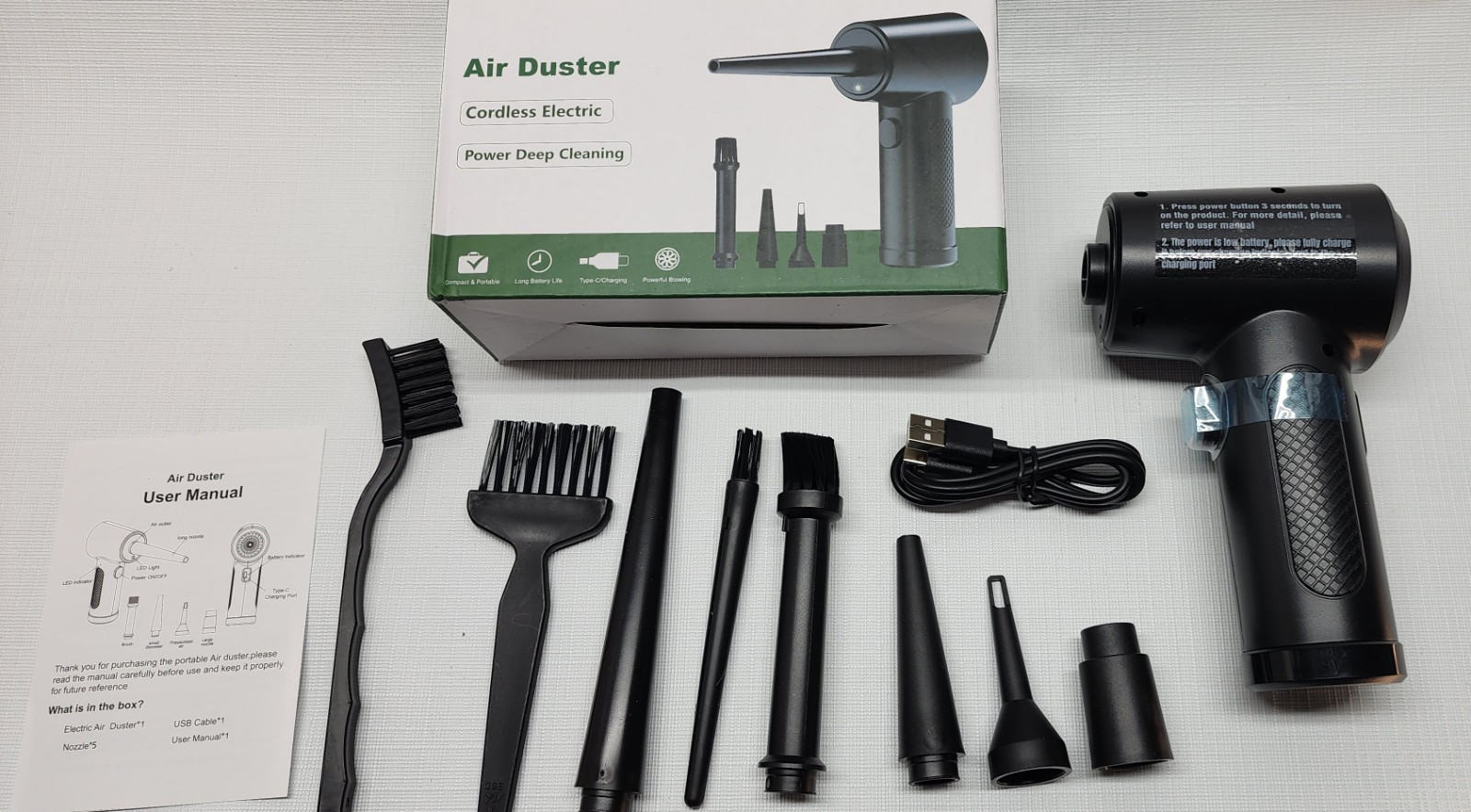 Electric Compressed Air Blower Duster For Computer Powerful Rechargeable Handy