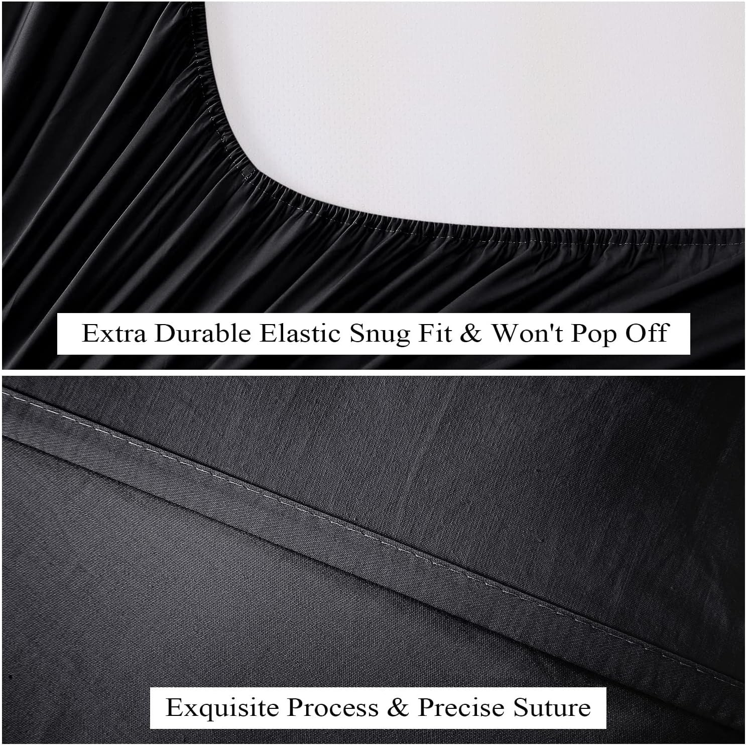 2-Pack Pure Cotton Fitted Sheet King Size, 600 Thread Count 16" Deep Pocket