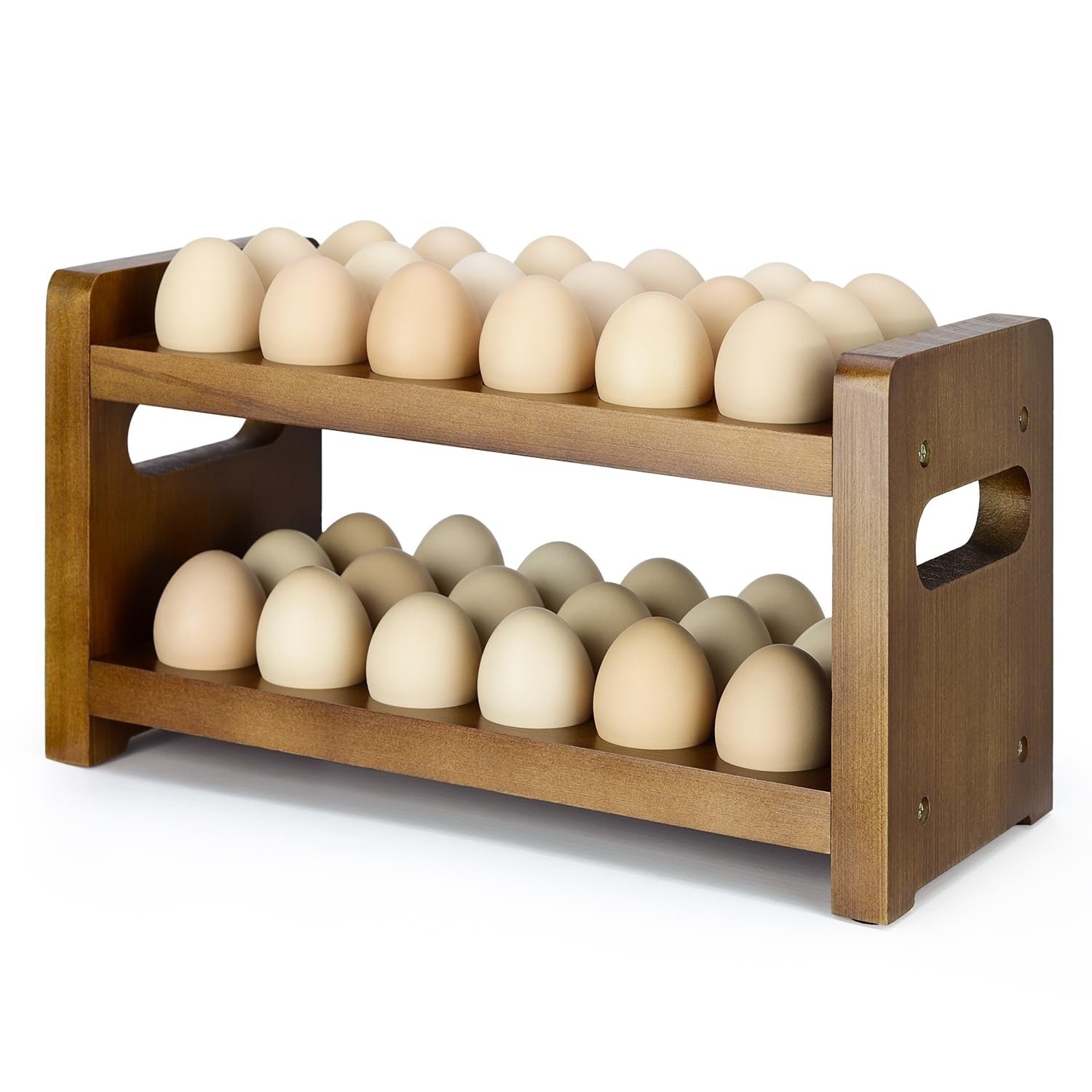 Countertop Egg Holder, 2-Tier Wooden Egg Holder for 36 Eggs Rack Tray Storage