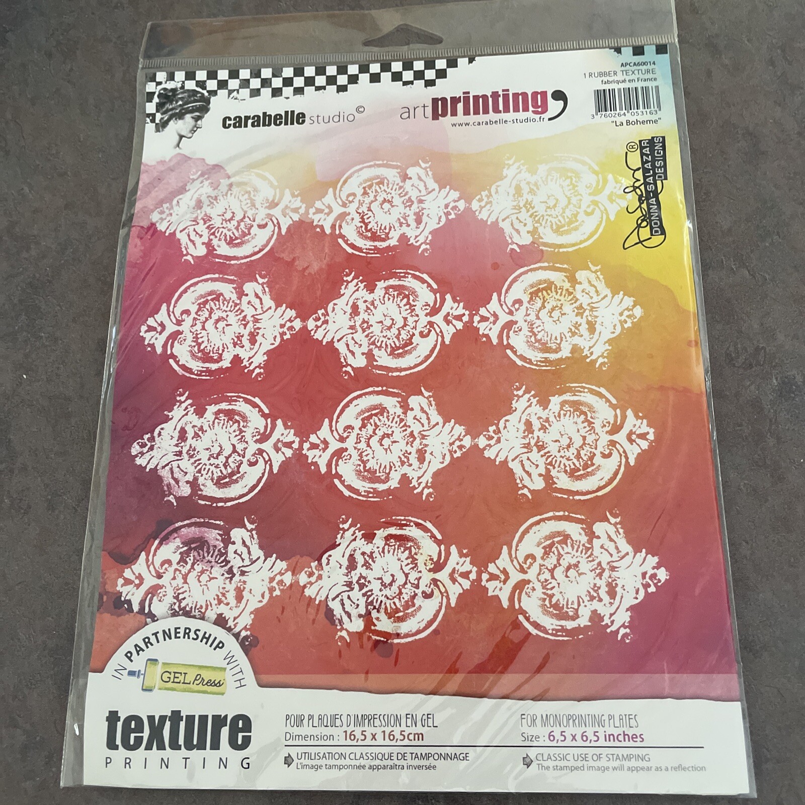 Carabelle Studio  Printing Square Rubber Texture Plate "La Boheme”