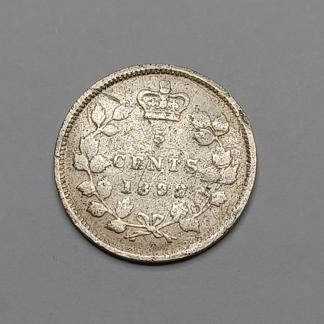 1892 Canada Silver 5 Cents Coin Circulated Queen Victoria 5c