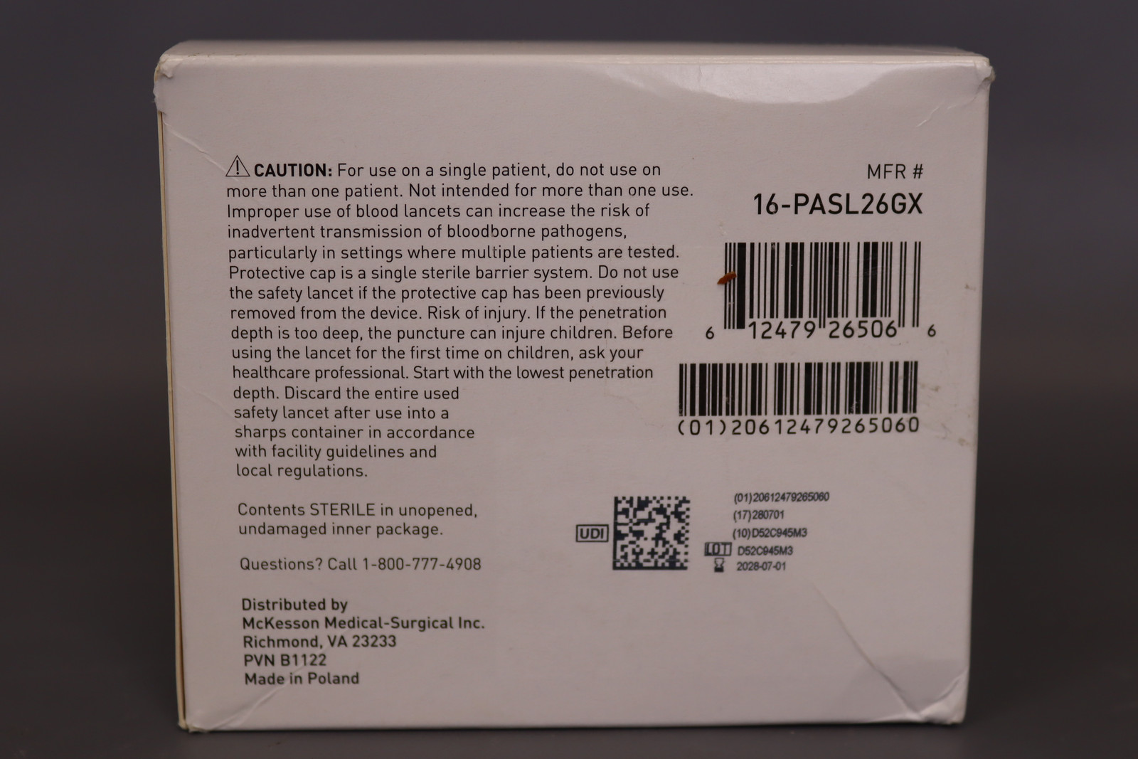 McKesson Lancets for Diabetes Testing [100 Count] 16-PASL26GX
