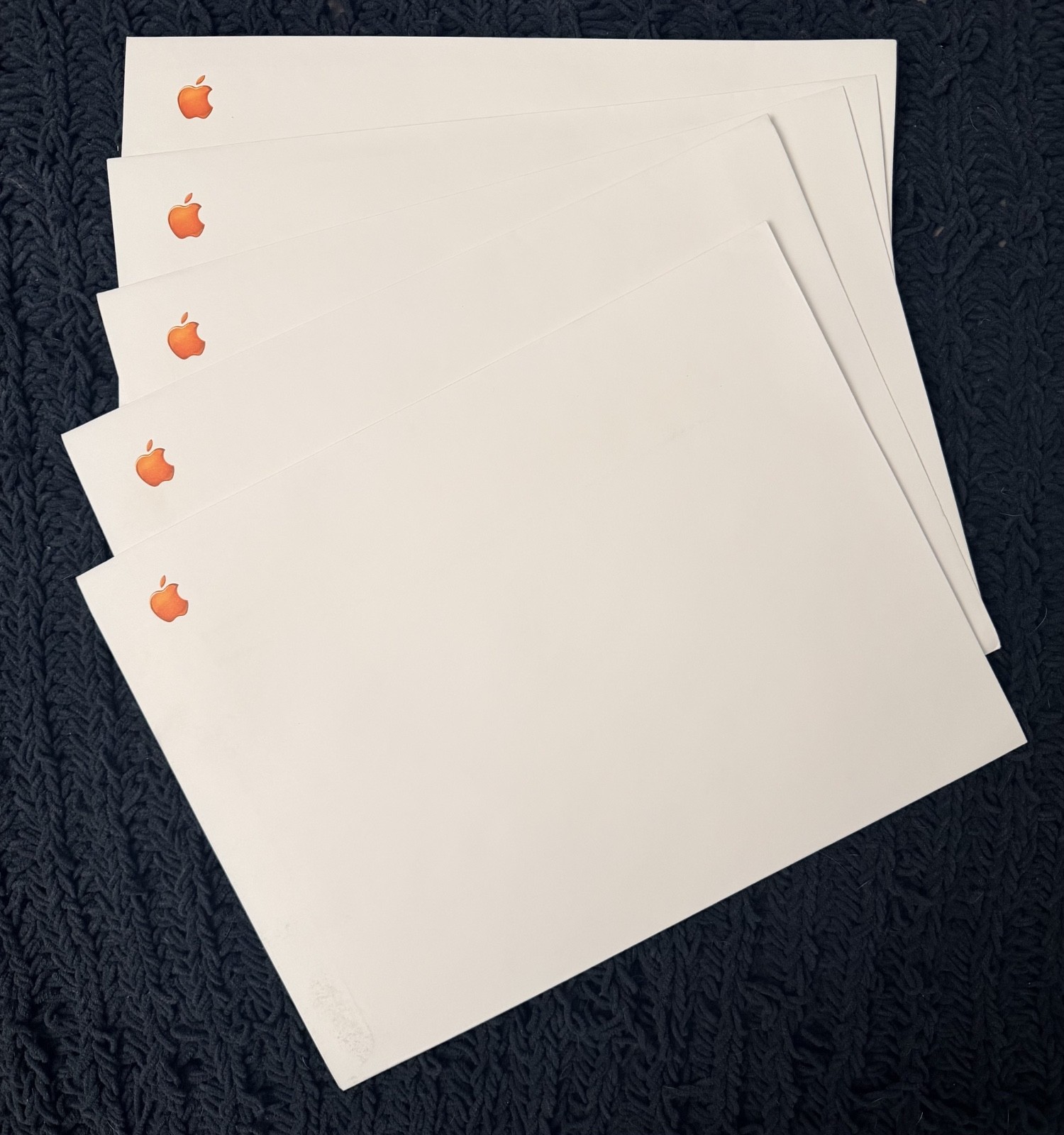NEW Vintage APPLE 9" X 12" Large ORANGE Envelope Stationary (5 pack)