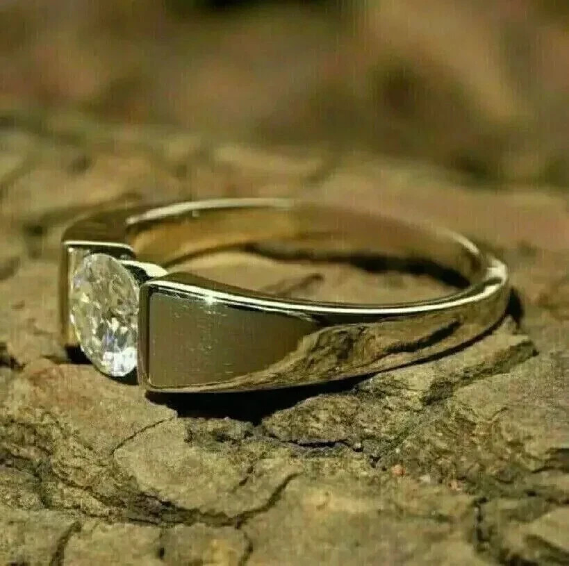 1Ct Round Cut lab Created Diamond Solitaire Wedding Ring 14k Yellow Gold Plated