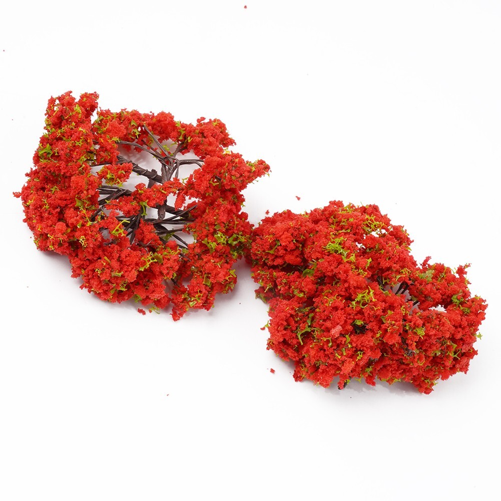 Red Flowers Model Trees Model Train Diorama Garden Scenery 4cm Flower Tree