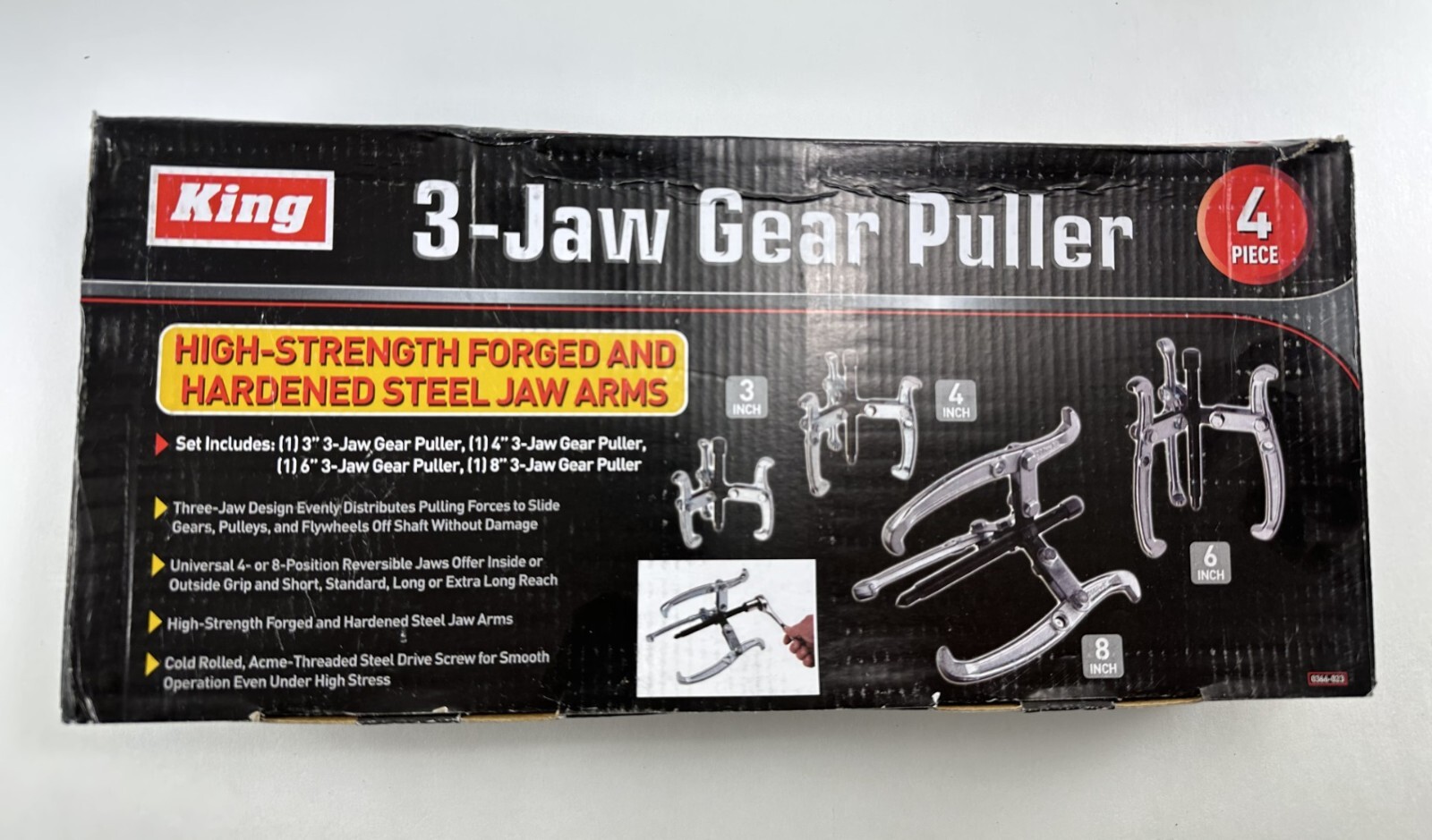 Genuine King Tools 0366-023 4 Pc 3 Jaw Puller Set
