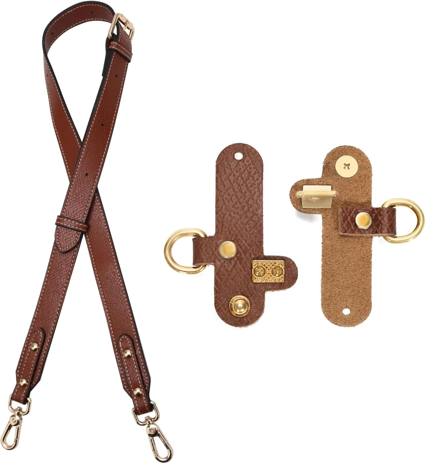 Longchamp Le Pliage Leather Strap Conversion Kit Cognac Genuine Leather...