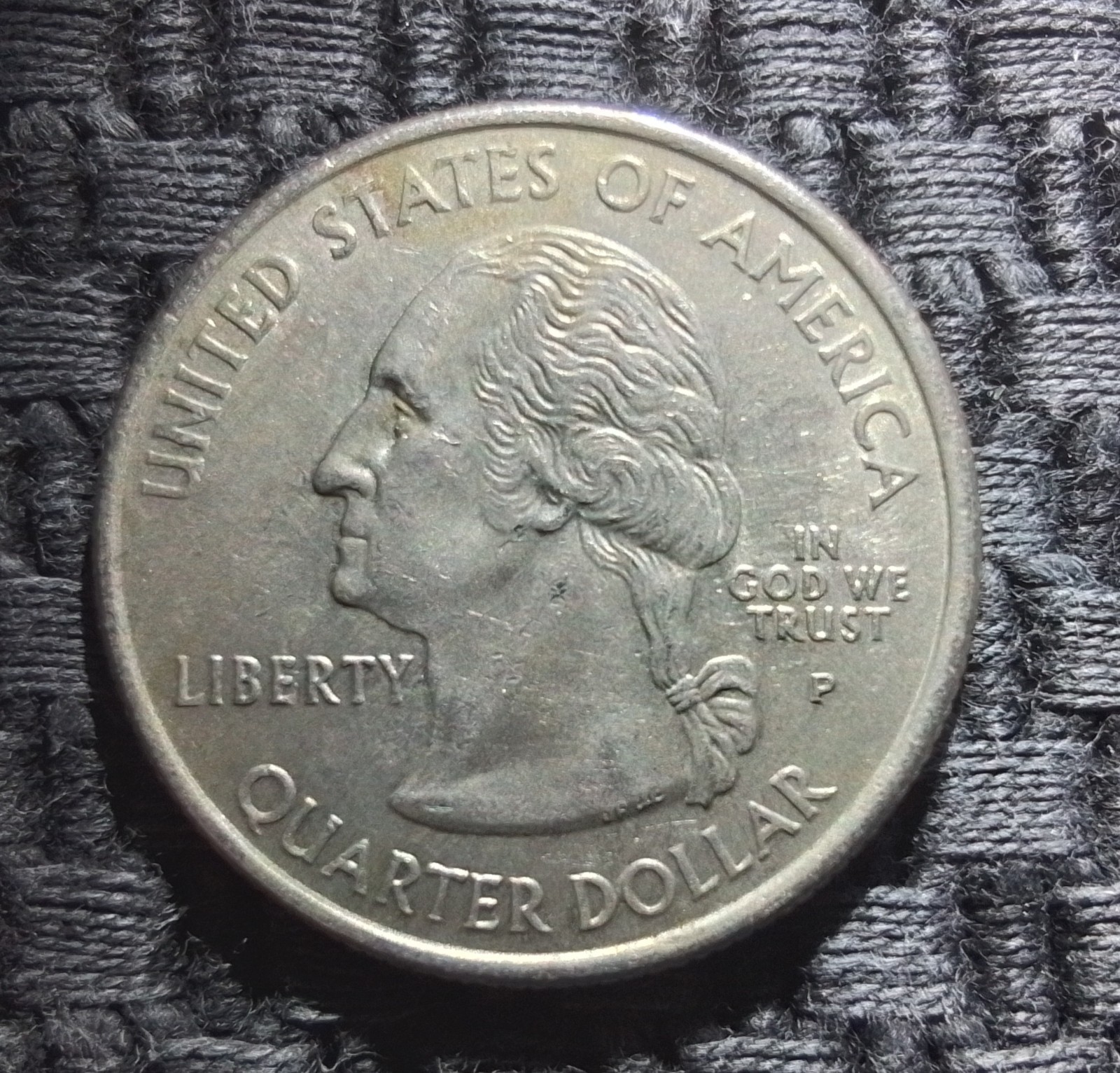 2004 US Quarter Texas P Mint Mark Grey "Dull" Toning Poorly Bonded Clad Layer