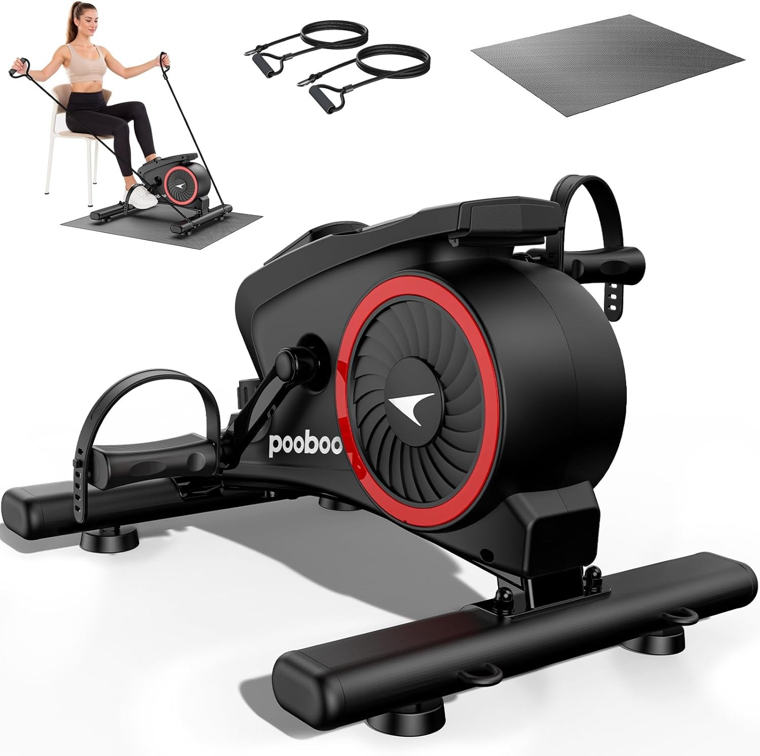Under Desk Bike Pedal Exerciser Quiet Magnetic Mini Exercise Bike 16 Resistance
