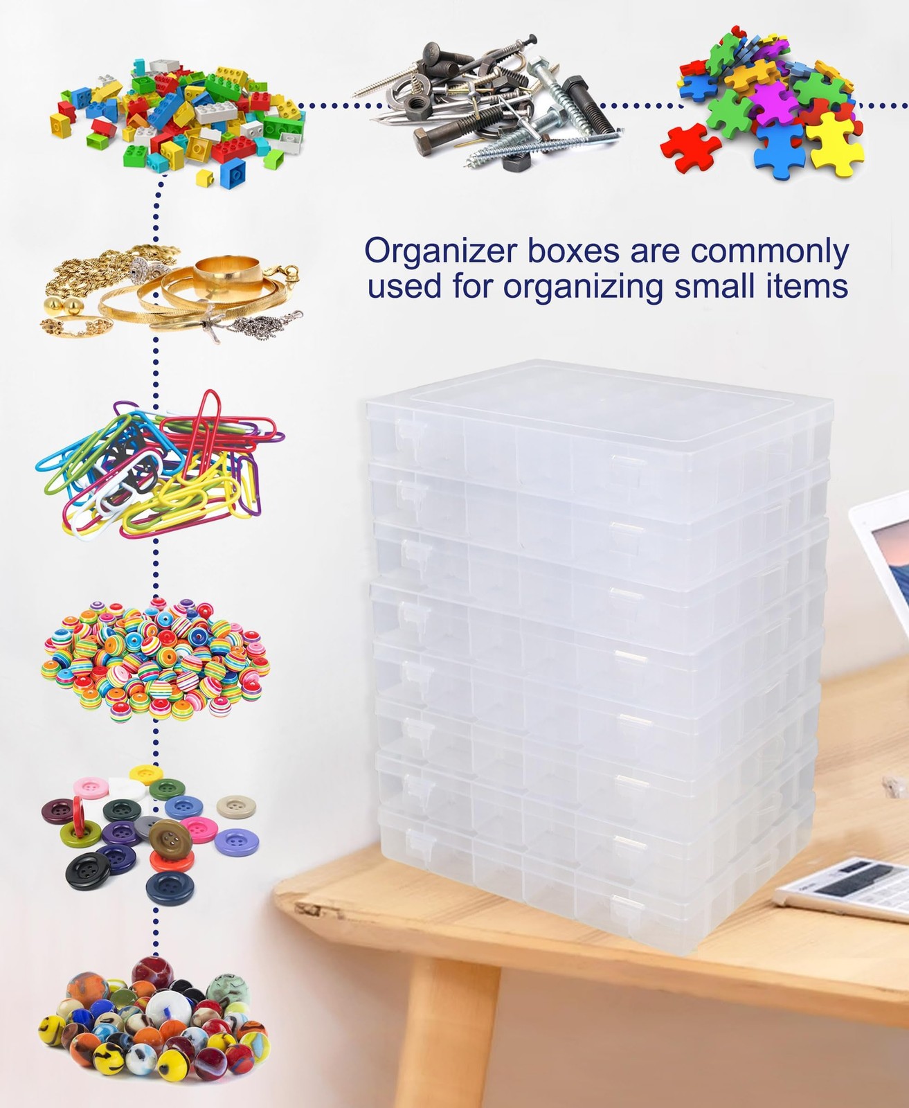 8 PCS 36 Grids Bead Organizer Box Plastic Box Clear Box Organizer 3600 Tackle