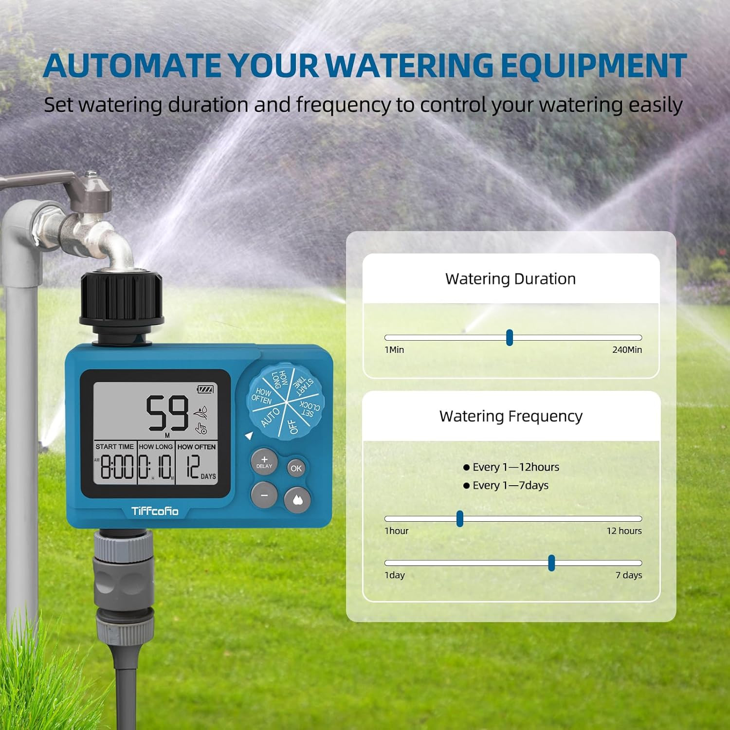 Sprinkler Timer Outdoor, Digital Programmable for Garden Hose, Irrigrtion Timer