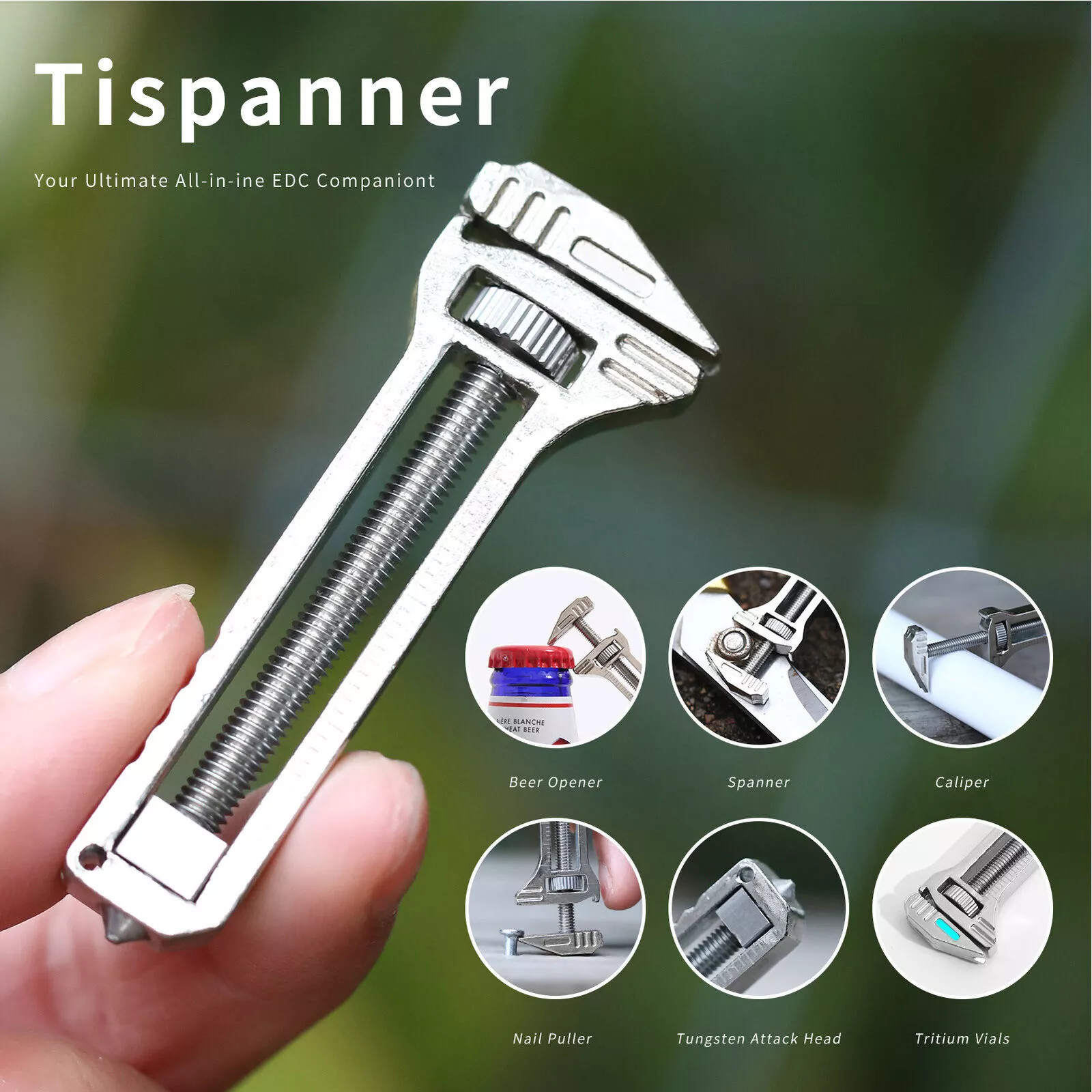 2Pcs Compact Titanium Multitool Alloy Everyday Multi Functional Wrench Spanner