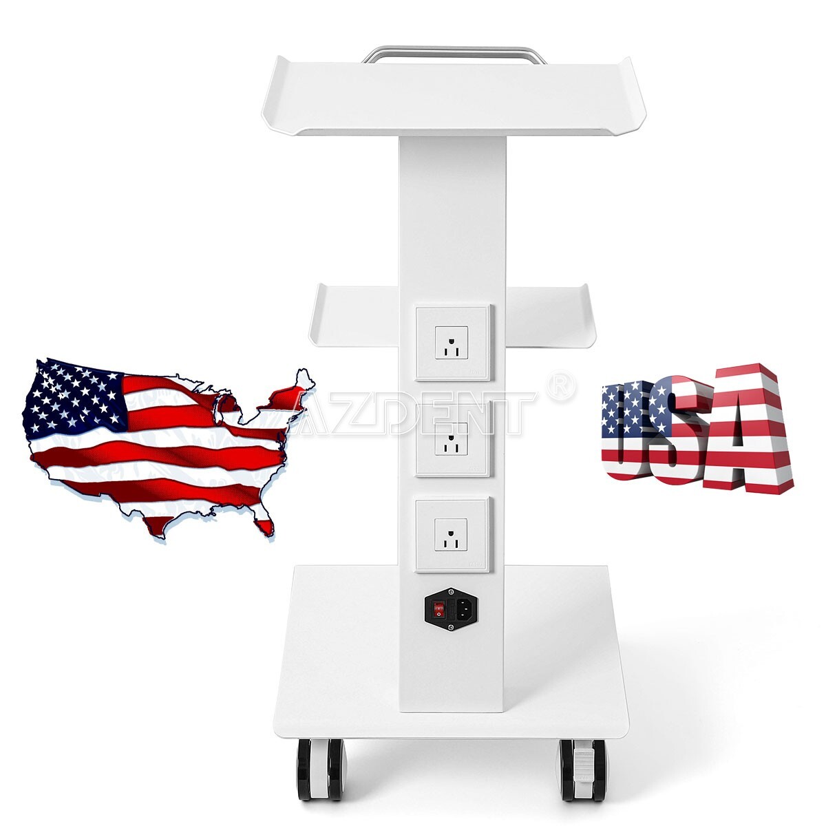 UPS Dental Medical Metal Built-in Socket Tool Mobile Cart Dental Trolley & Plug