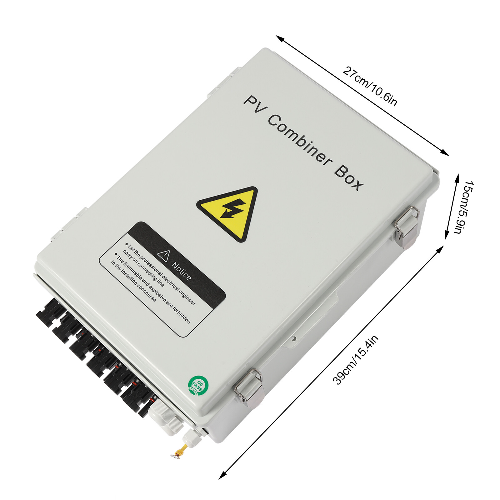 6-String Solar PV Combiner Box New 15A Circuit Breaker For Solar Panel System
