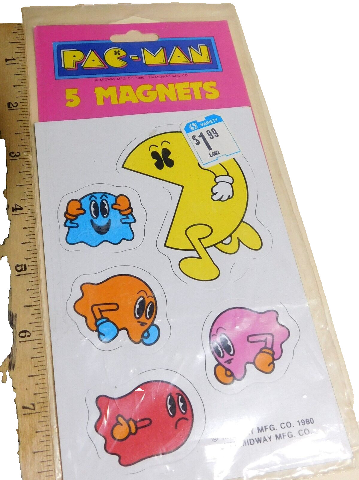Pac-Man 5 Magnets VTG 1980 NOS Deadstock from Plymouth 8365 USA Made