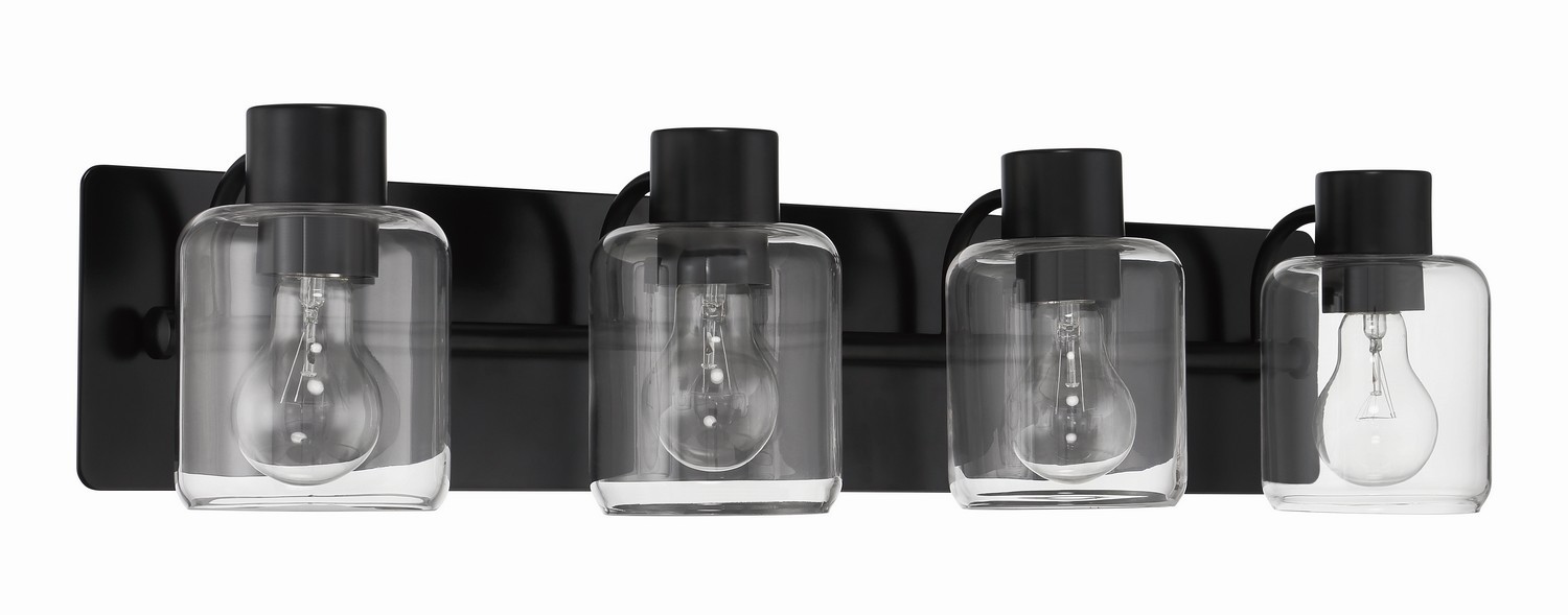 Flat Black Four Light Vanity from the Rori Collection