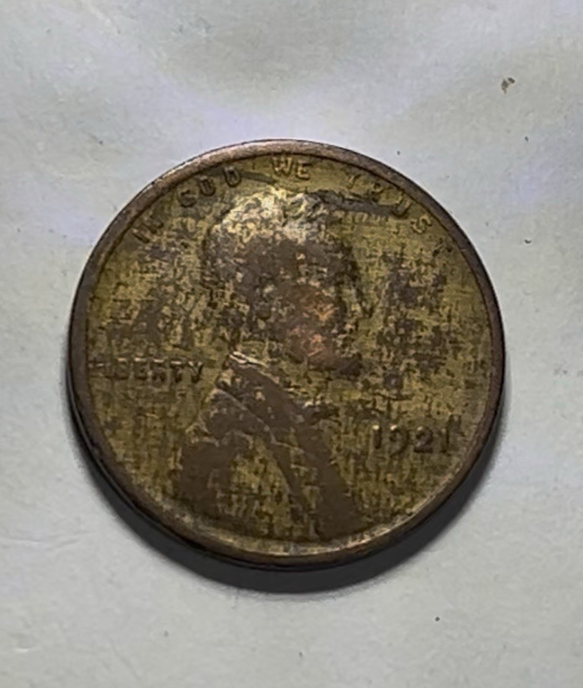 1921 Lincoln Cent Aged Wood Grain Original