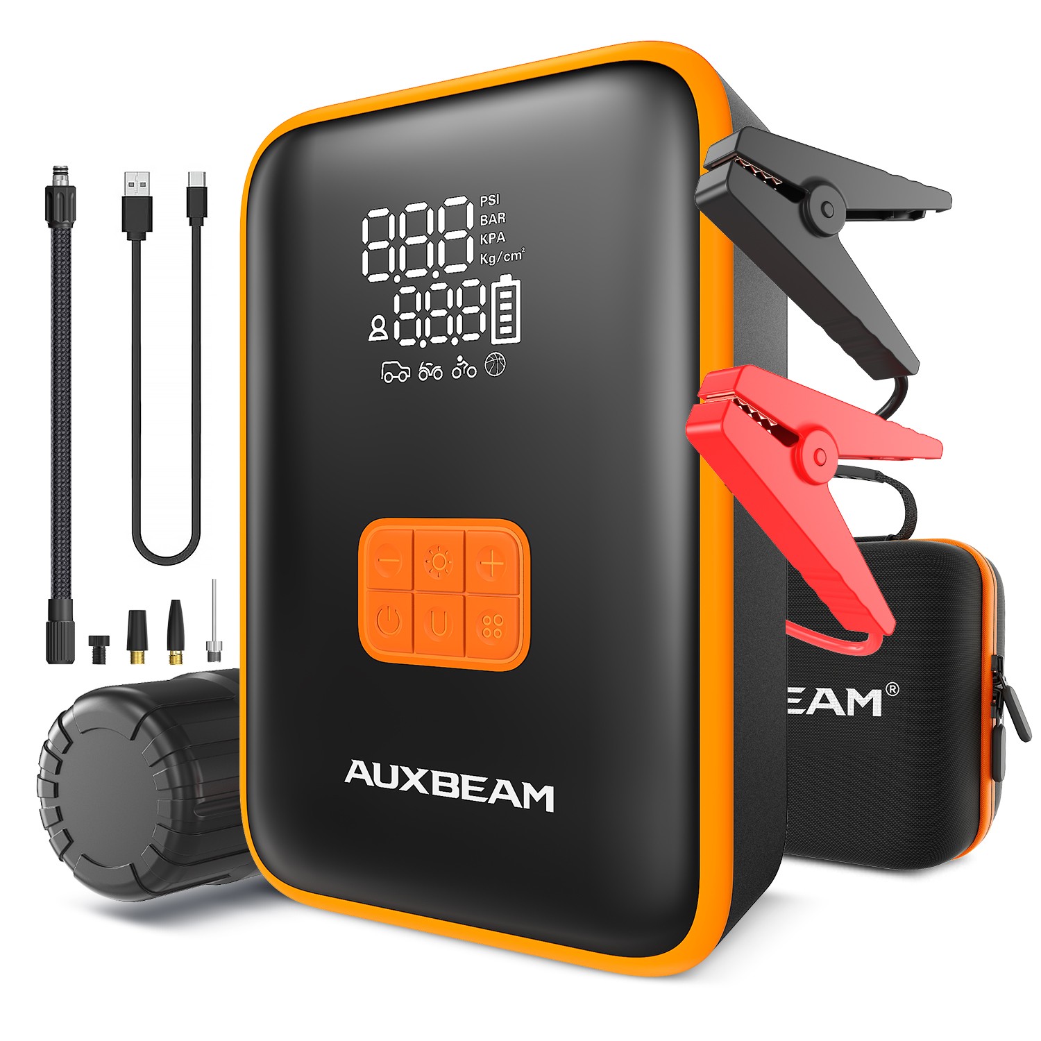 AUXBEAM Car Jump Starter with Air Compressor Battery Pack Charger Tire Inflator