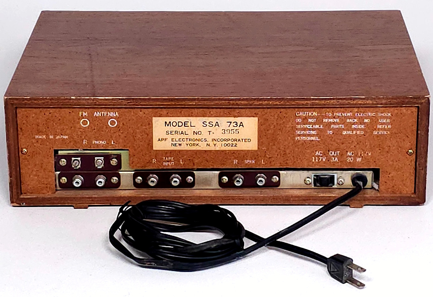 Vintage APF SSA-73A Solid State AM/FM Stereo Receiver Amplifier w Speaker TESTED
