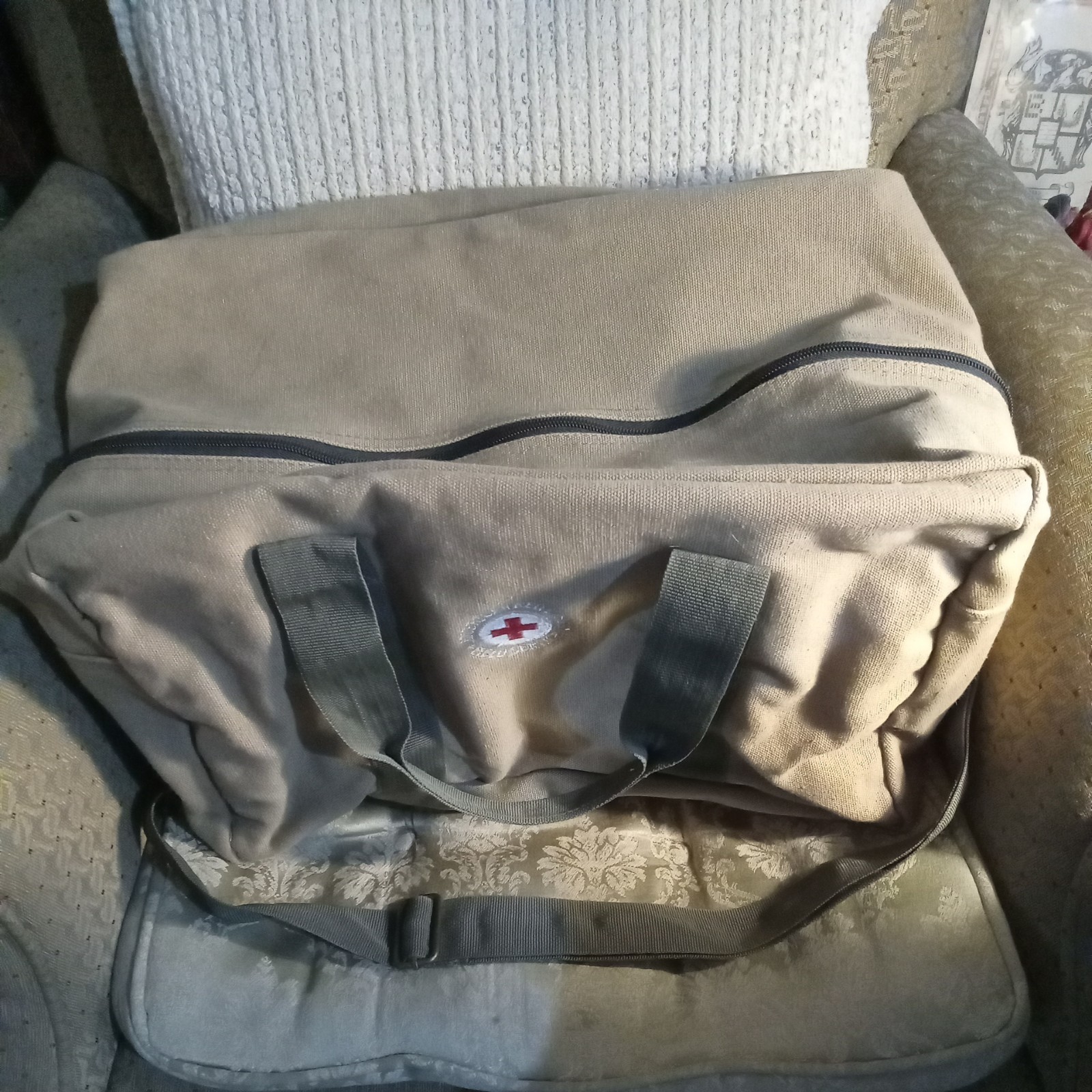 American Red Cross Field Service Brown Canvas Duffle Bag