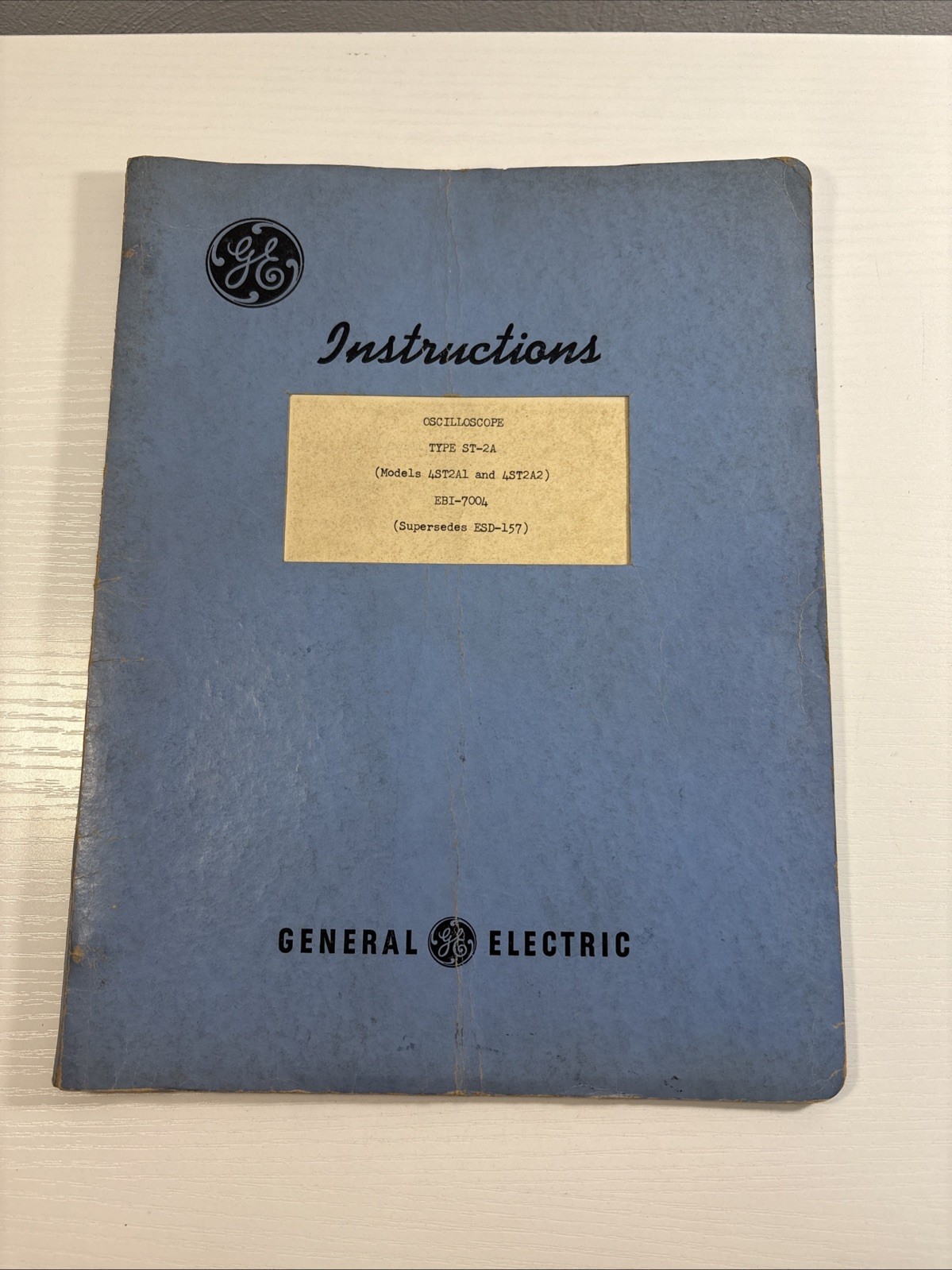 ORIGINAL GENERAL ELECTRIC (GE) Type ST−2A Oscilloscope Instruction Manual