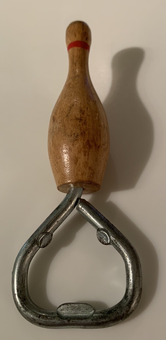 Vintage Wooden Bowling Pin Bottle Opener / Church Key FREE Shipping EUC