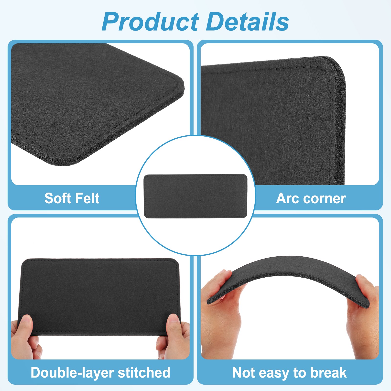 12''×5'' Felt Bag Base Shaper, 2pcs Bag Bottom Organizer Rectangle, Black