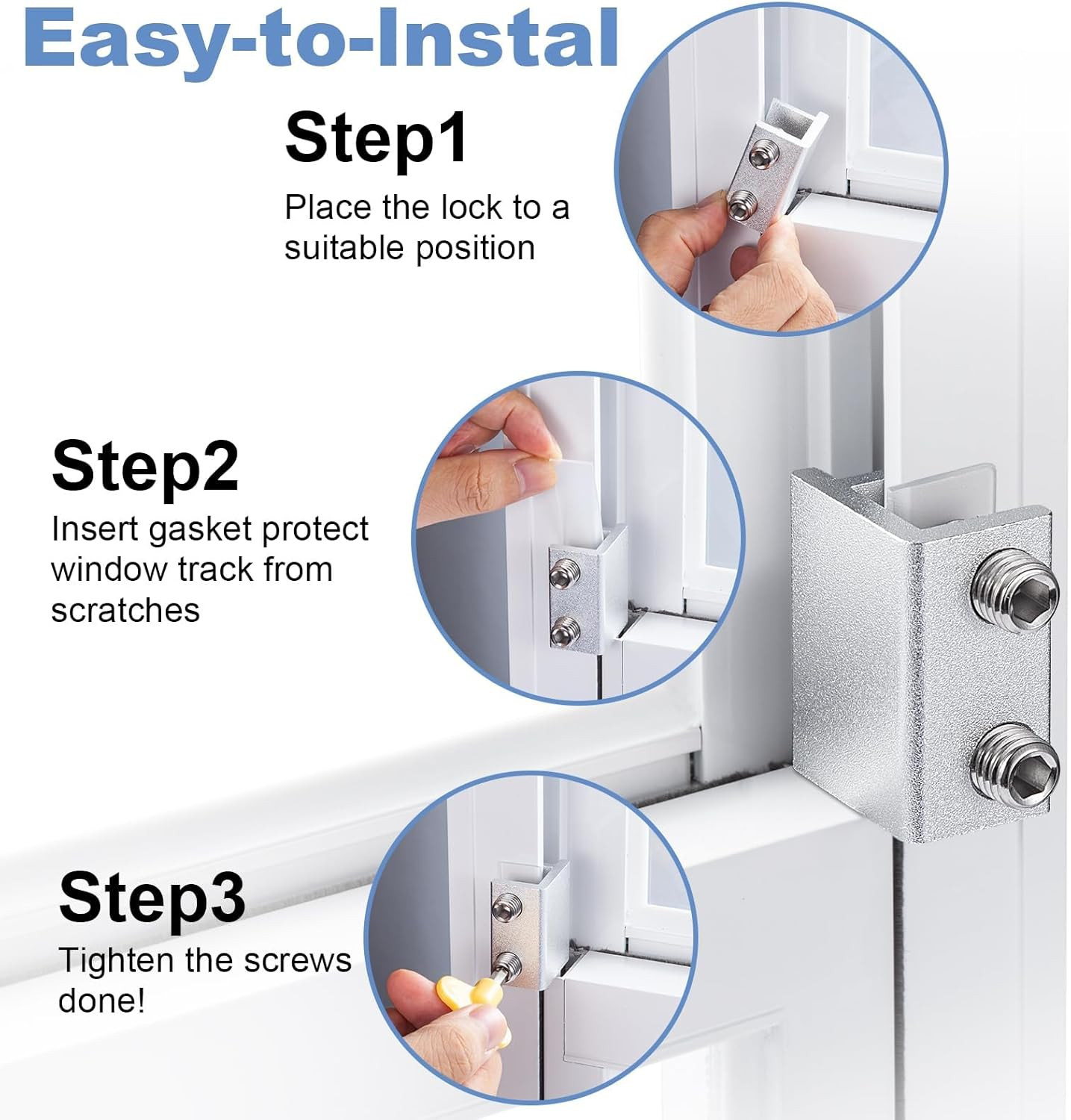 4 Sets Sliding Window Locks with Key, Window Locks for Up and Down Windows,Easy