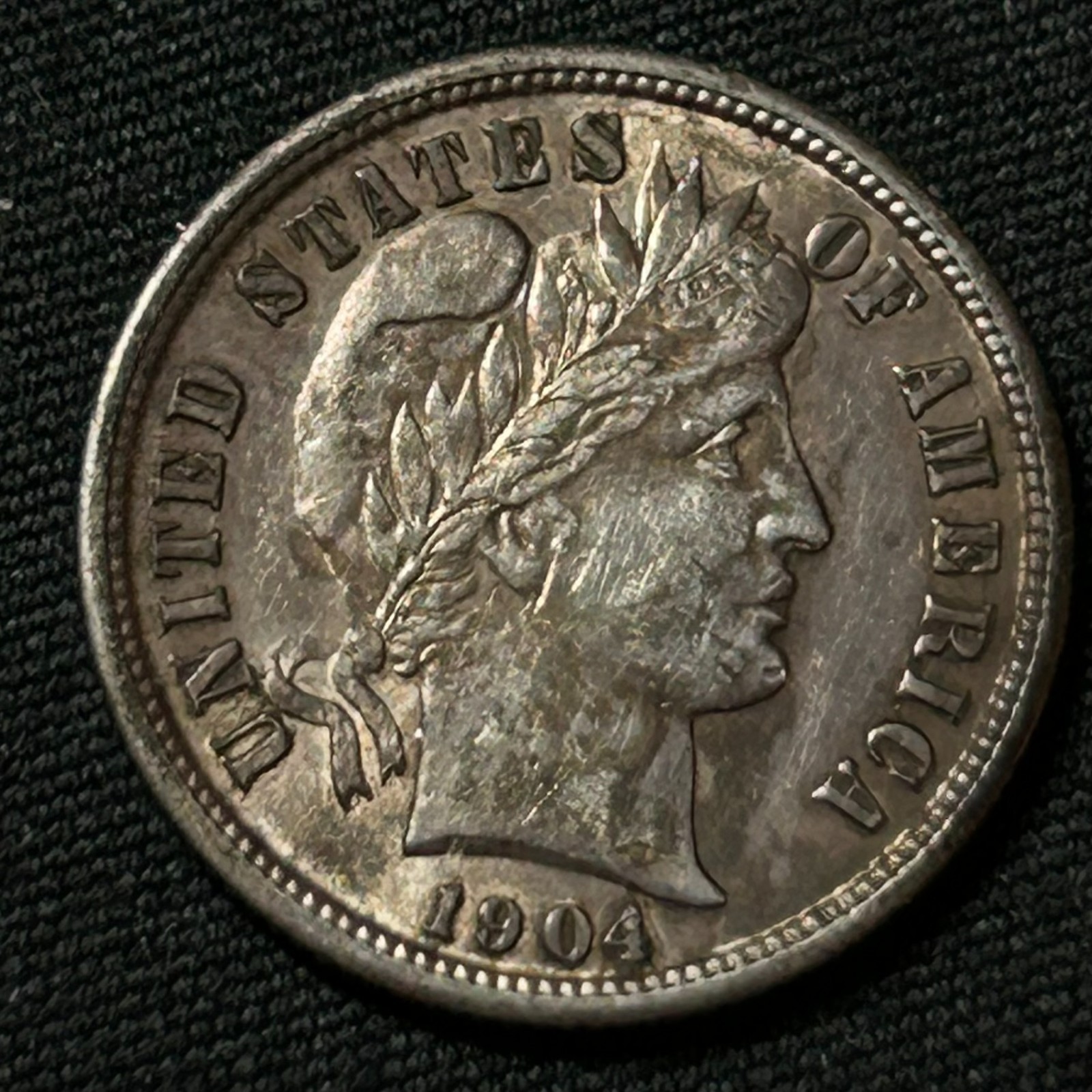 1904 Silver Barber Dime Philadelphia Mint Almost Uncirculated Condition