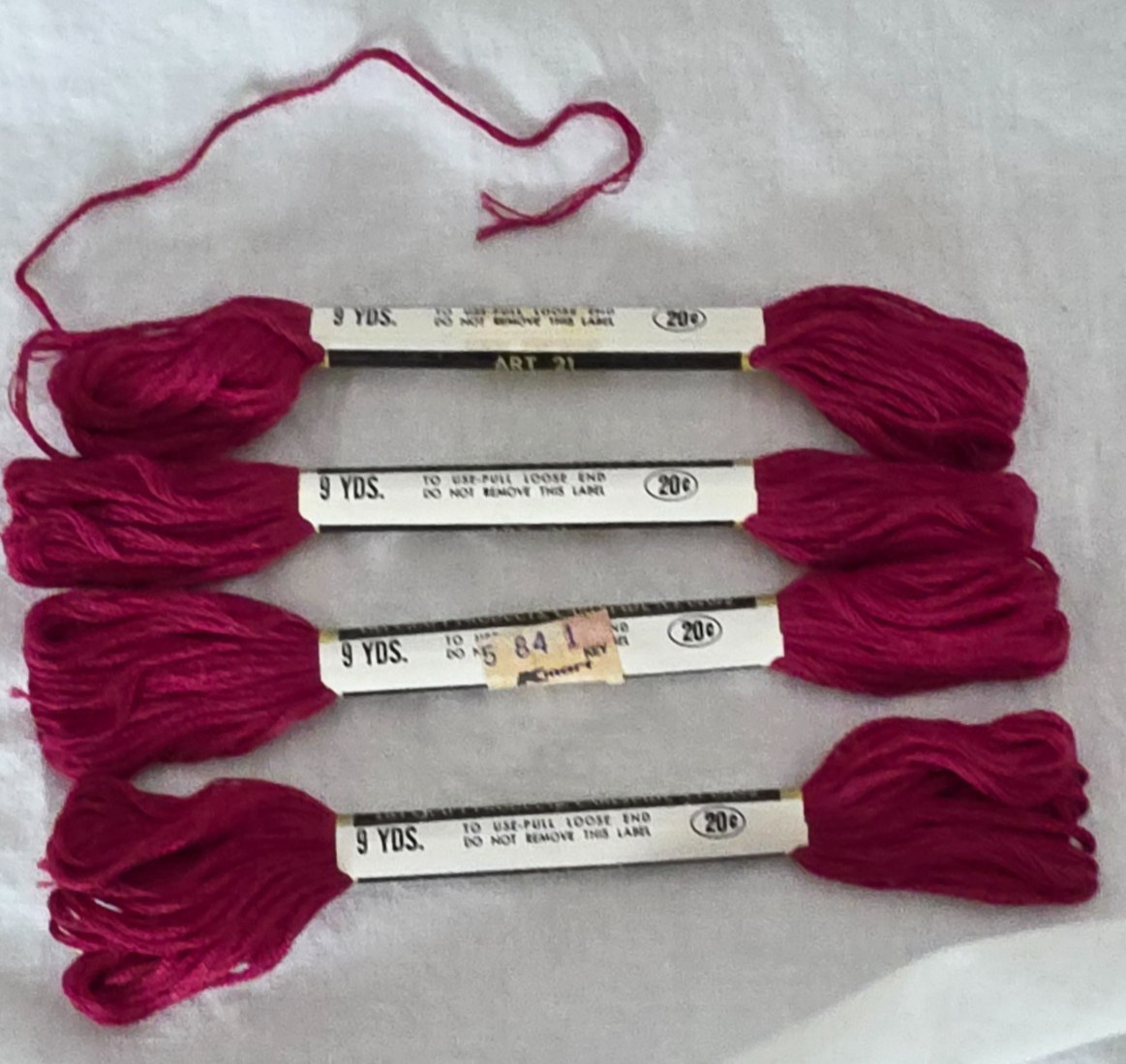 Vintage Lily Craft 224 Deep Red Set of 4 Embroidery Floss Cotton 6Ply Mercerized