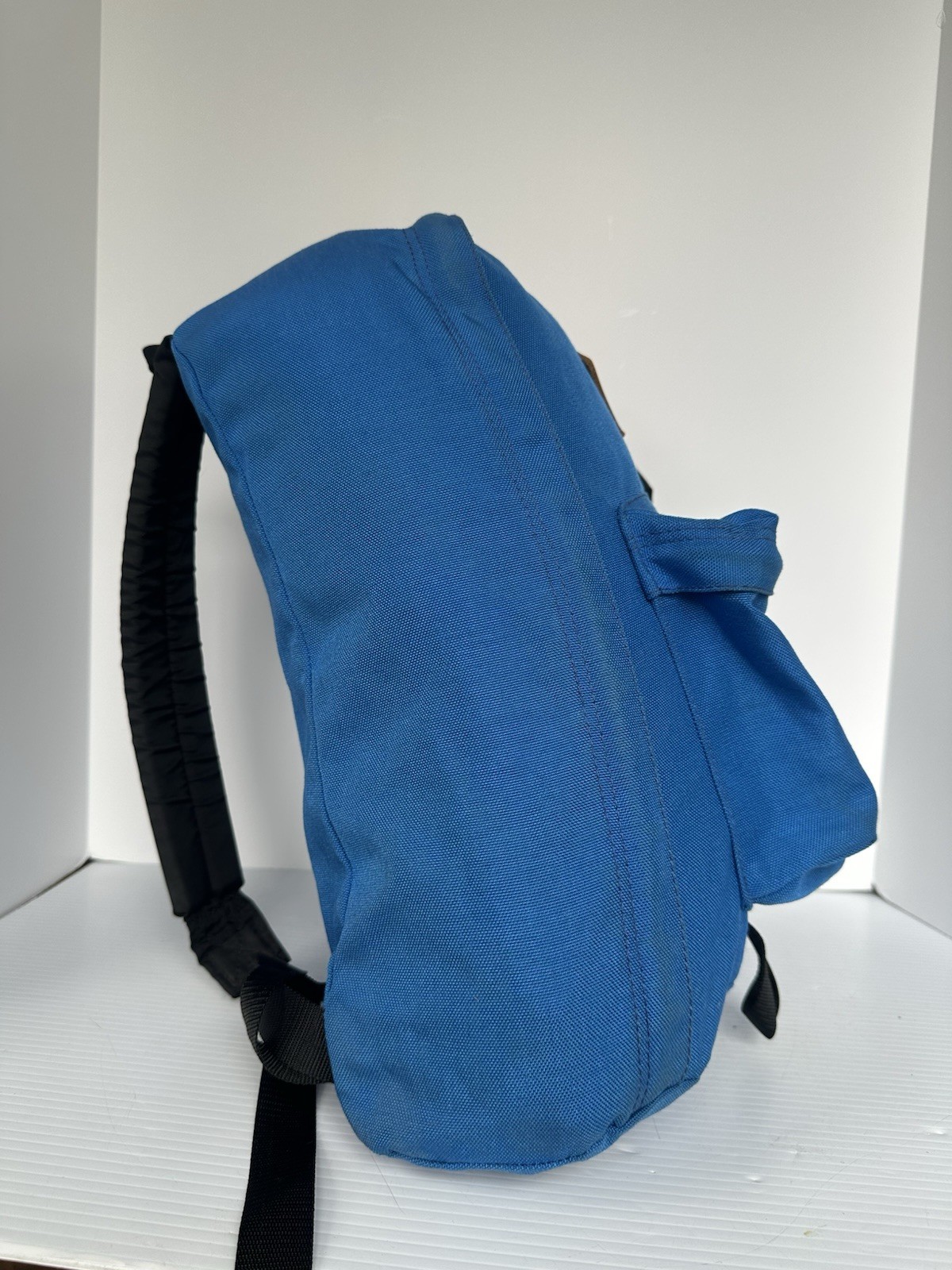 Vintage Wilderness Experience Hiking Backpack Blue Canvas Leather