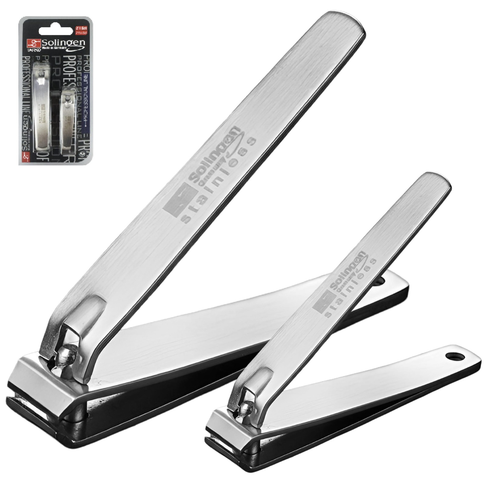 Solingen Toenail Clippers for Thick Nails, 2-Pack 2 Piece Set, Sliver