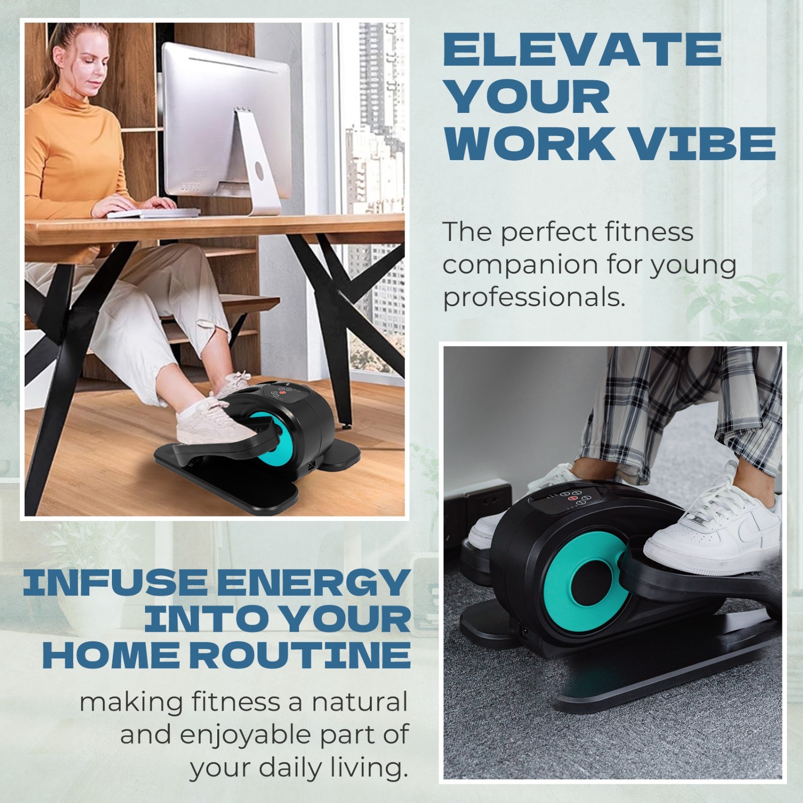 Under table elliptical stepper, sitting leg exercise equipment, fitness machine