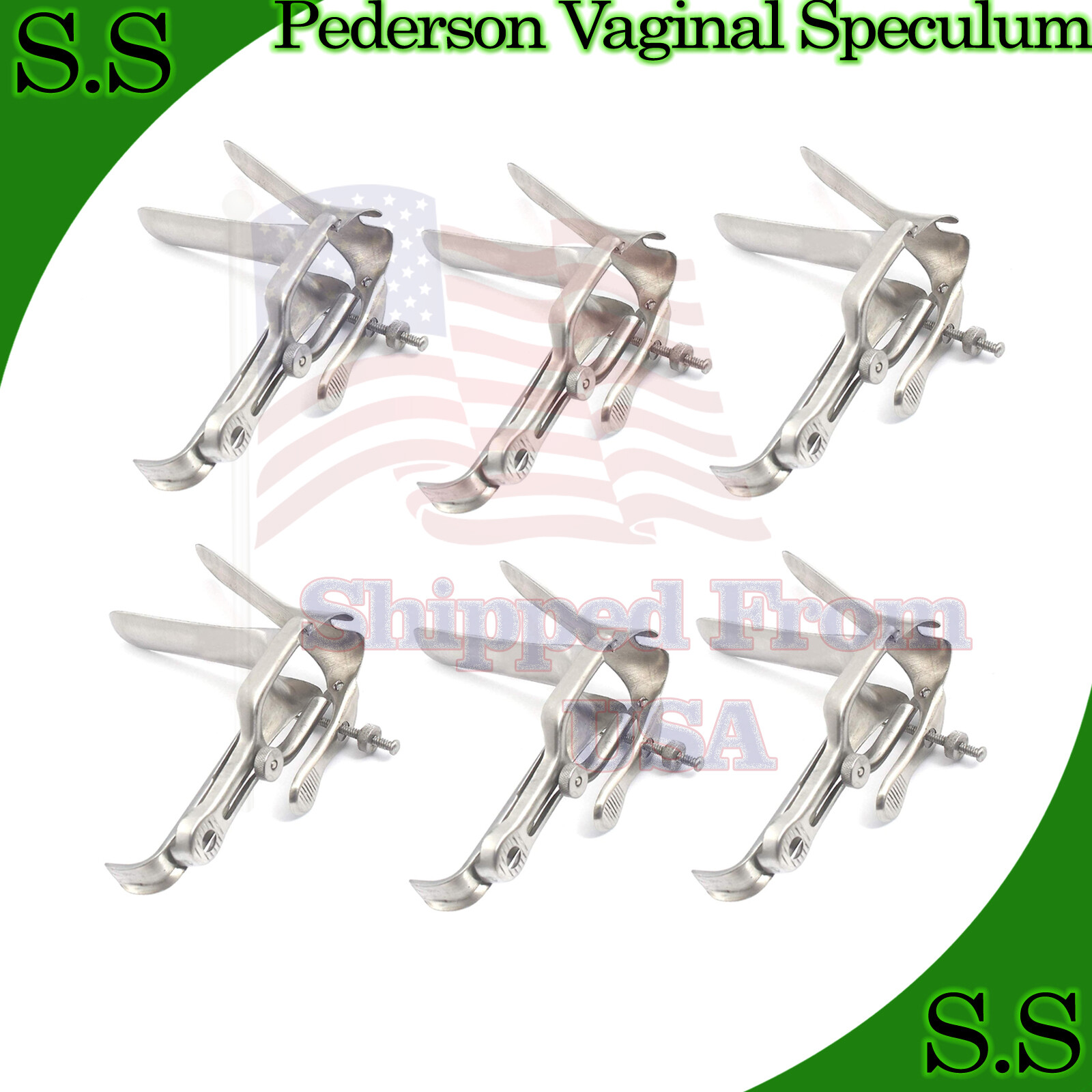 LOT OF 6 PEDERSON VAGINAL SPECULUM MEDIUM GYNO SURGICAL