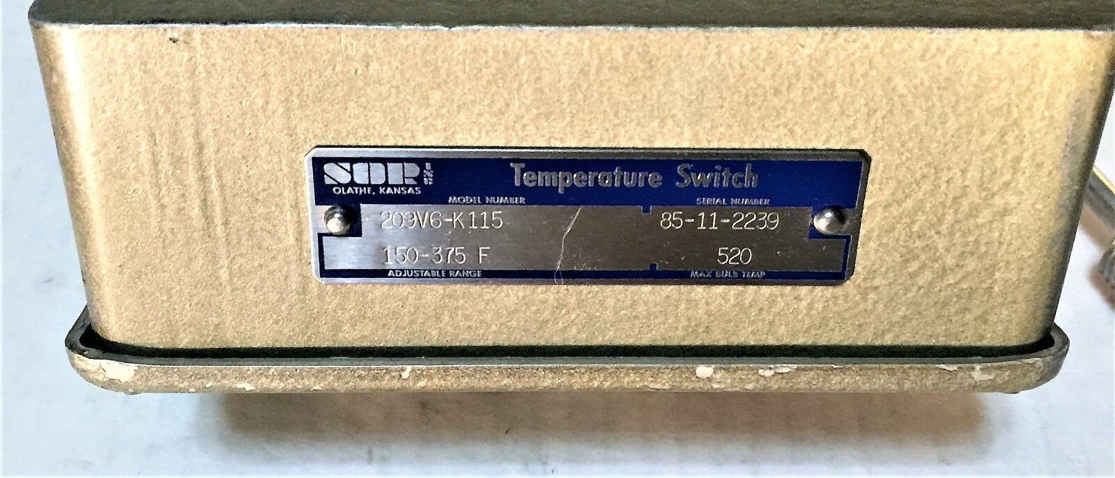 SOR 209V6-K115 TEMPERATURE SWITCH RANGE 150-375 F