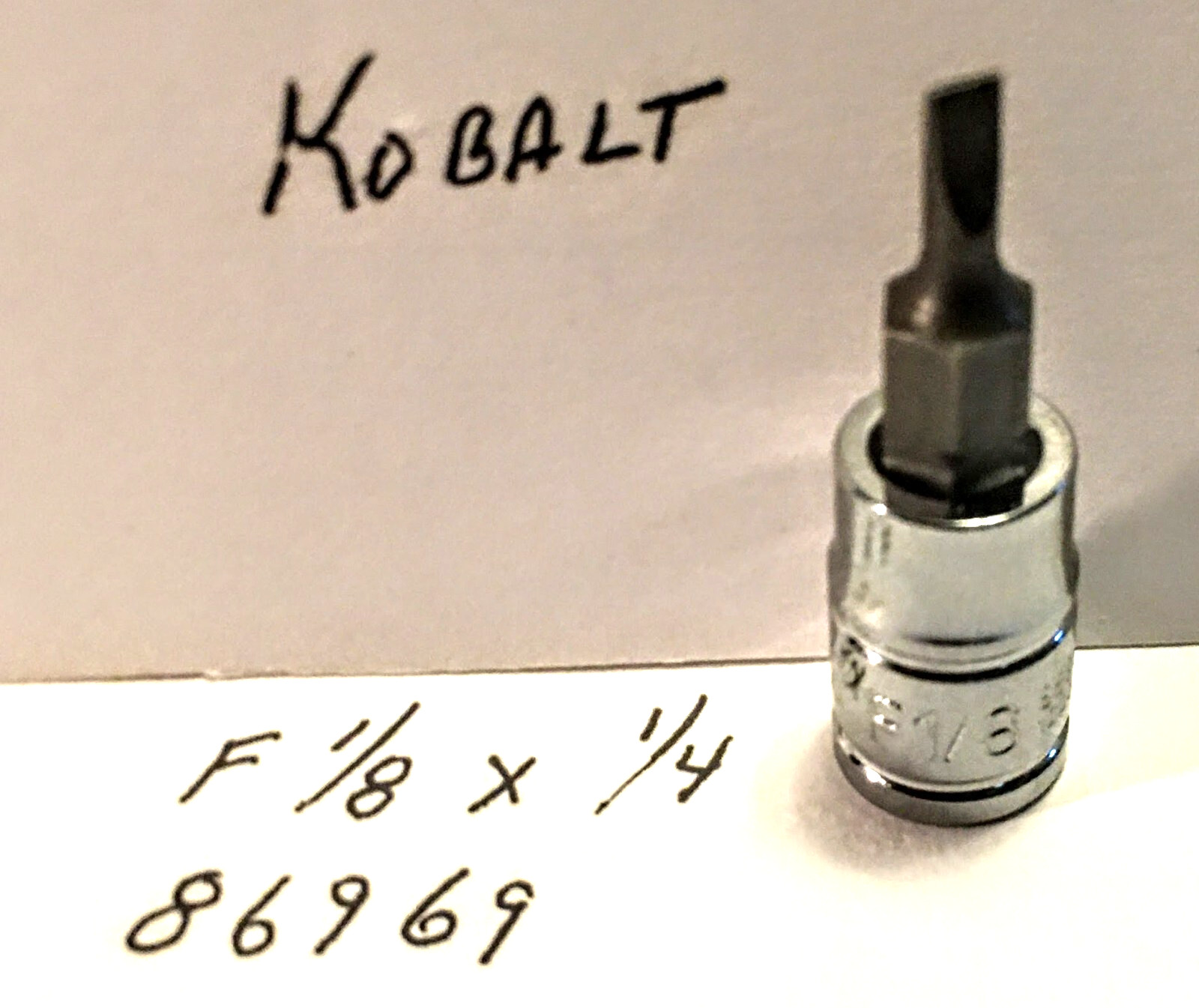 Kobalt Slotted Bit Socket F 1/8" x 1/4" Dr #86969  Free USA Shipping