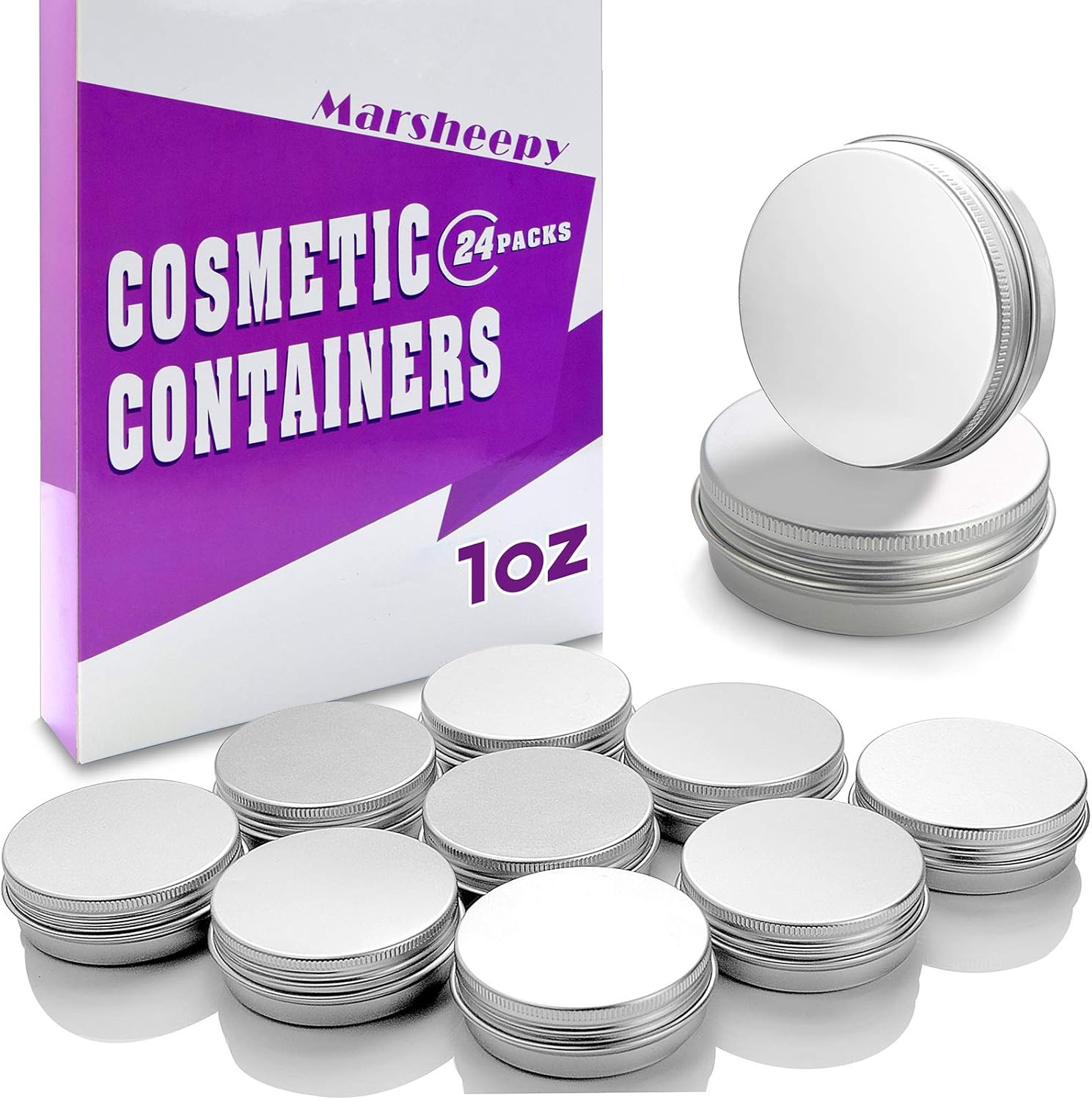 30 Ml(1 Oz)24 Pack Silver Aluminum round Lip Balm Tin Storage Jar Containers Wi